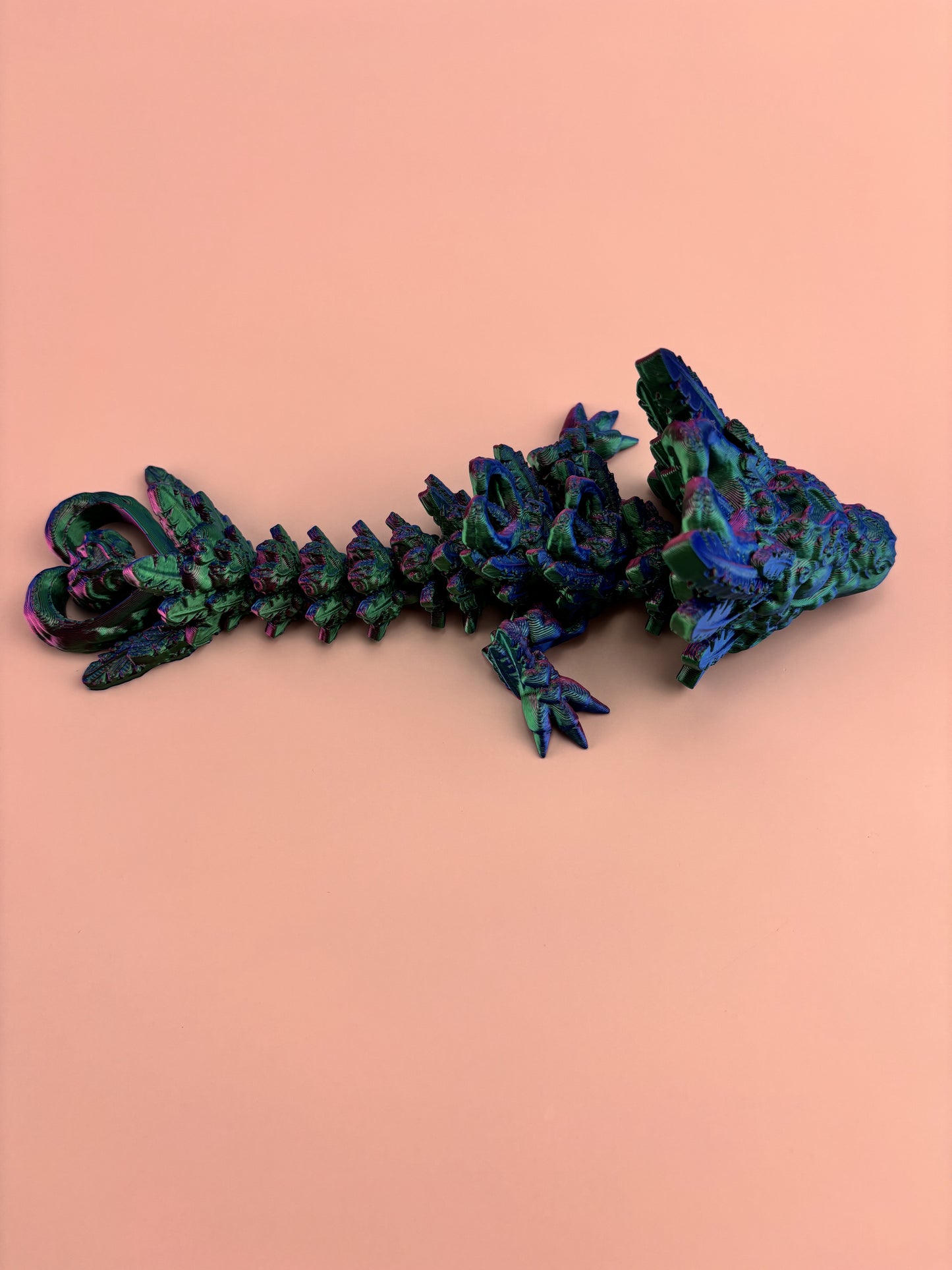 Dark Heart Dragon in 3D Printed Colors - Blues, Purples, Greens
