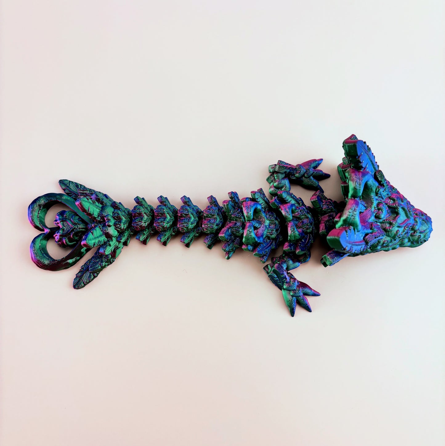 Dark Heart Dragon in 3D Printed Colors - Blues, Purples, Greens