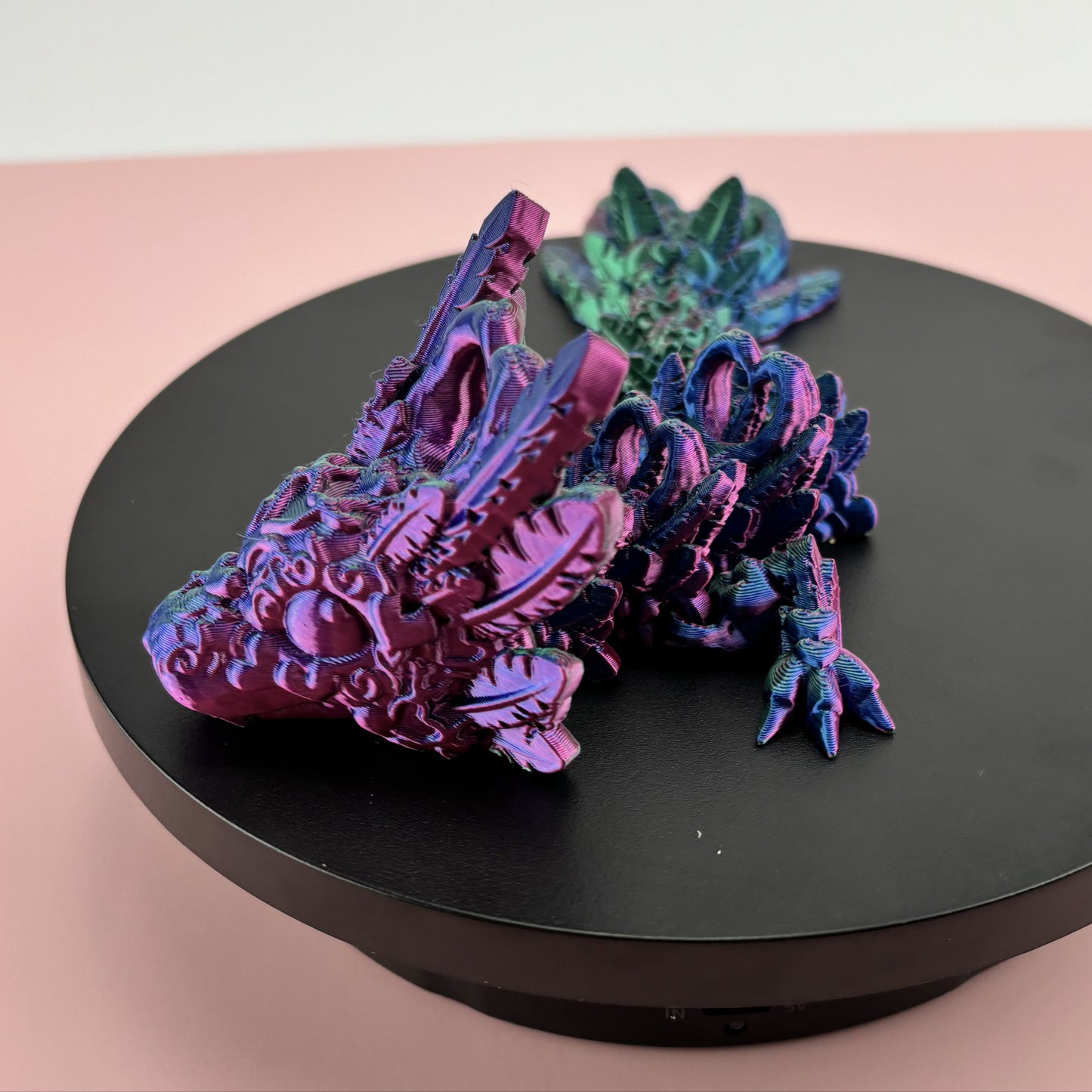 Dark Heart Dragon in 3D Printed Colors - Blues, Purples, Greens