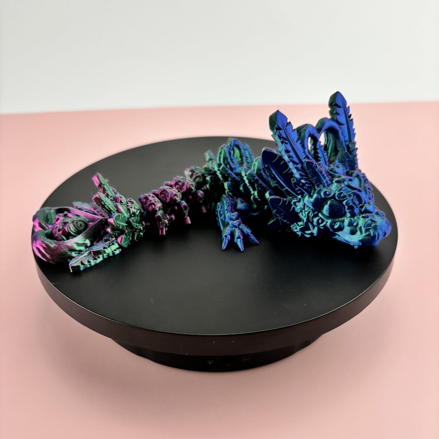 Dark Heart Dragon in 3D Printed Colors - Blues, Purples, Greens
