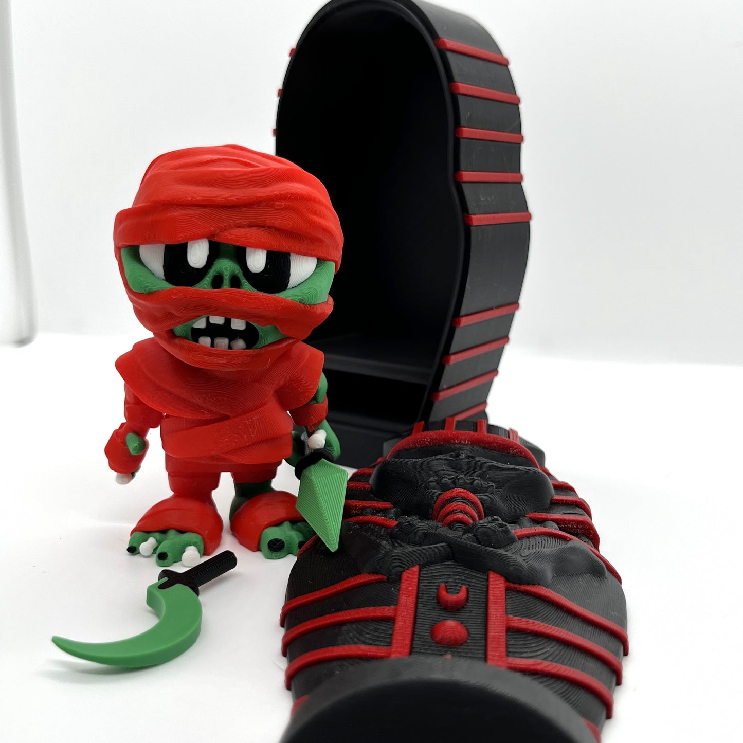 Mummy with Sarcophagus – Red/Black Set (6"