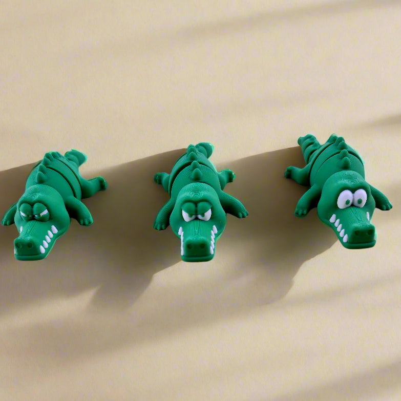 Flexi Crocodile Trio: Expressive Toy Set - Happy, Upset, Angry