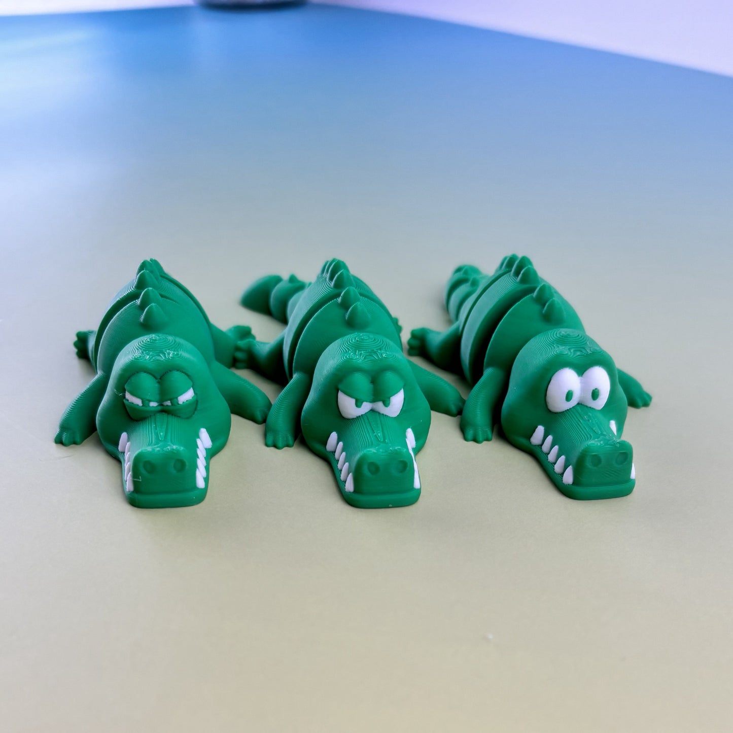 Flexi Crocodile Trio: Expressive Toy Set - Happy, Upset, Angry