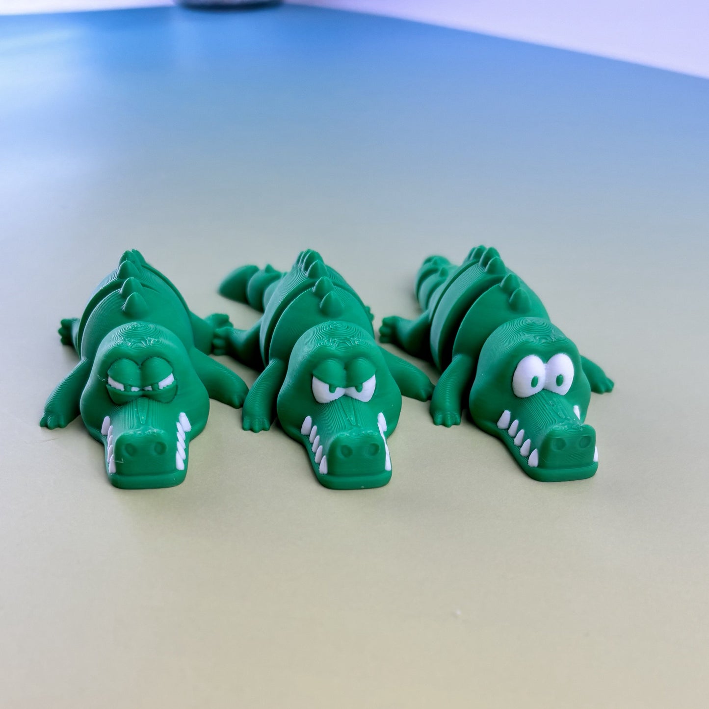 Flexi Crocodile Trio: Expressive Toy Set - Happy, Upset, Angry