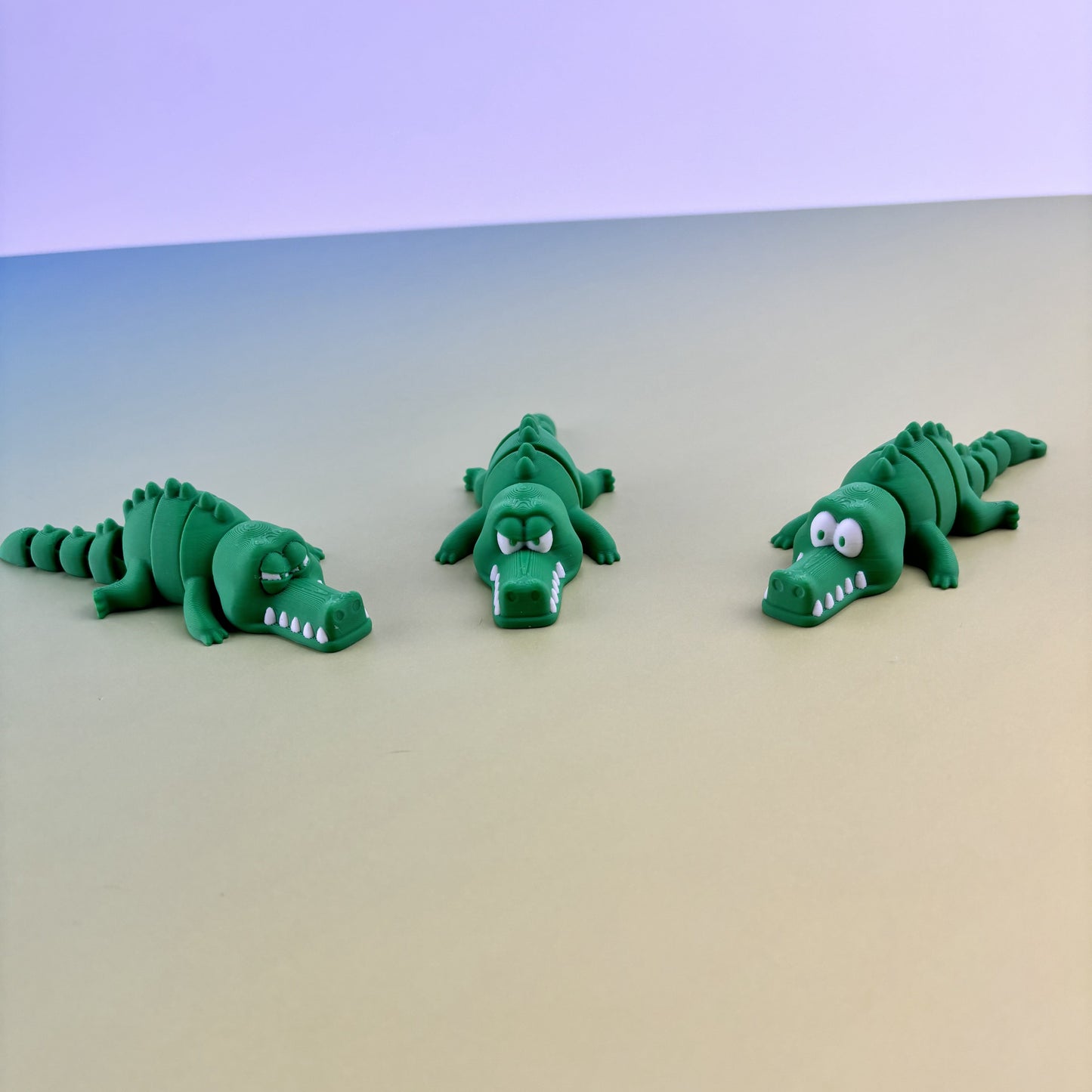Flexi Crocodile Trio: Expressive Toy Set - Happy, Upset, Angry