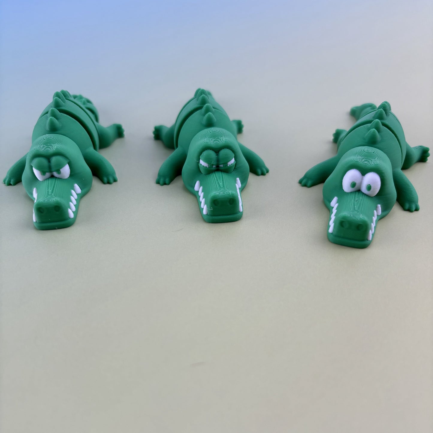 Flexi Crocodile Trio: Expressive Toy Set - Happy, Upset, Angry
