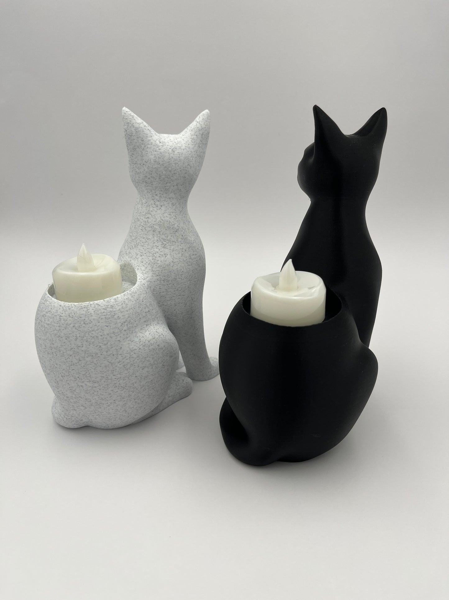 Cat Tealight Holder – Marble or Charcoal Black