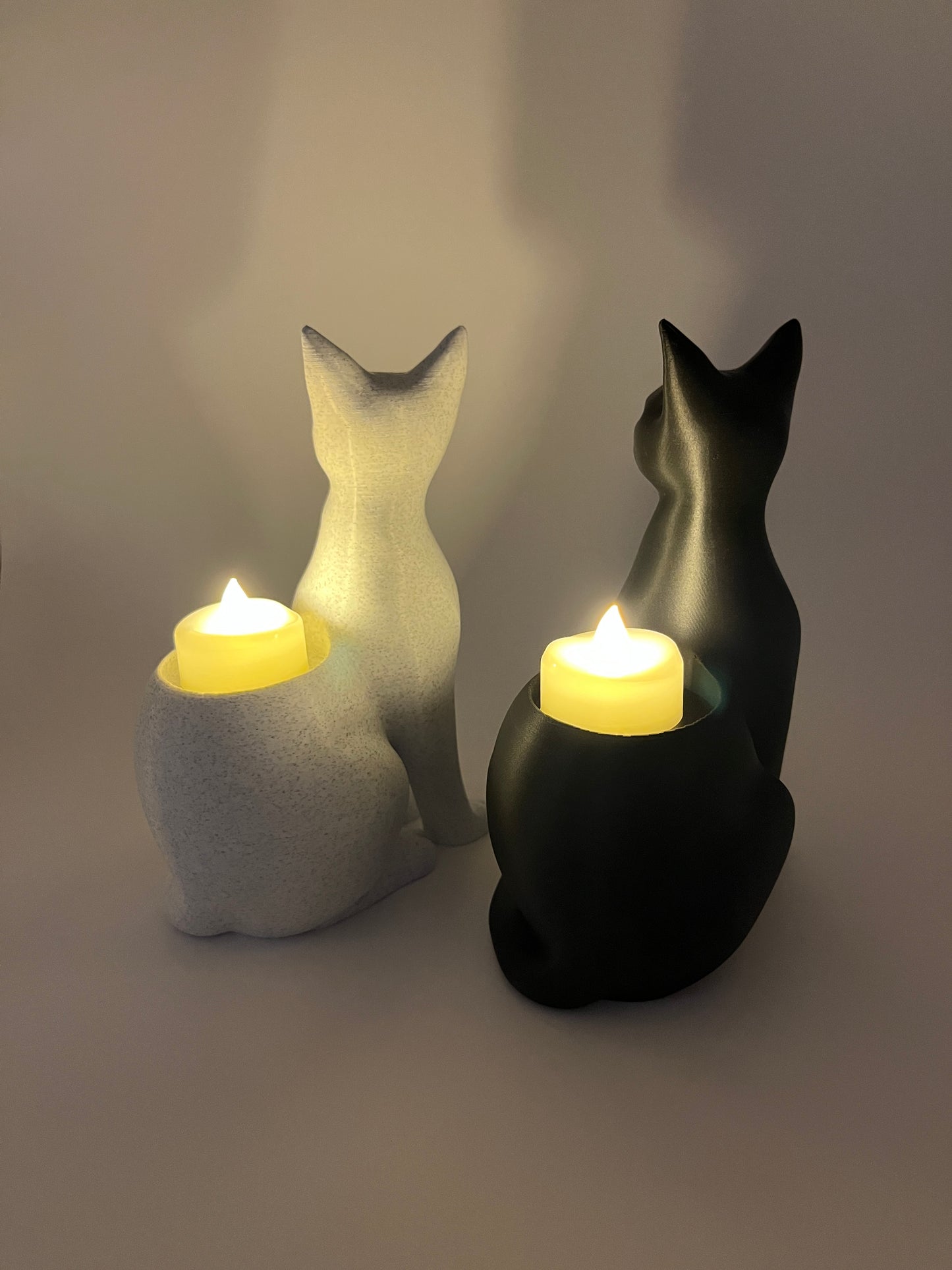 Cat Tealight Holder – Marble or Charcoal Black