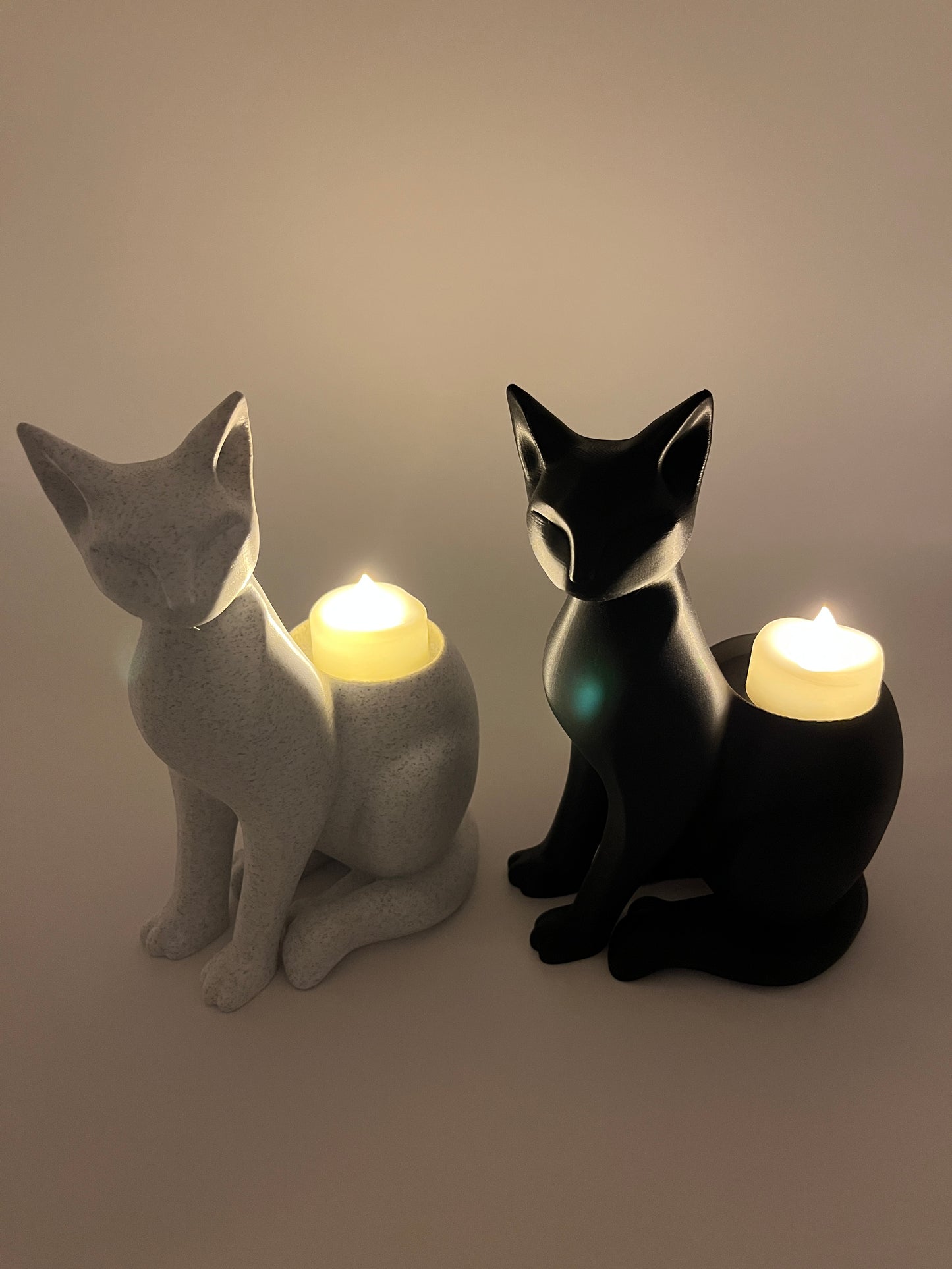 Cat Tealight Holder – Marble or Charcoal Black