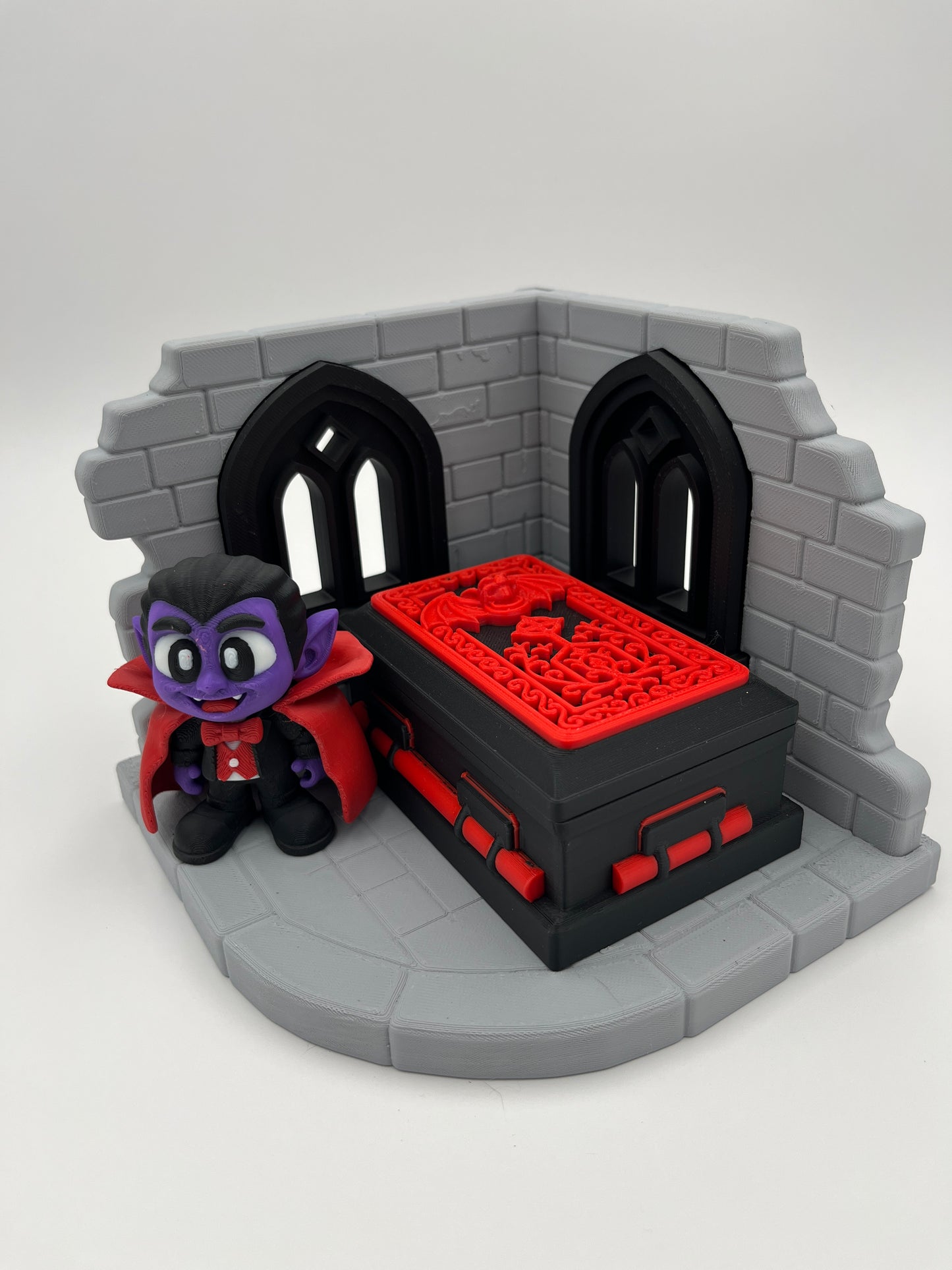 Cute Vampire Coffin Diorama – Castle Corner Display Set