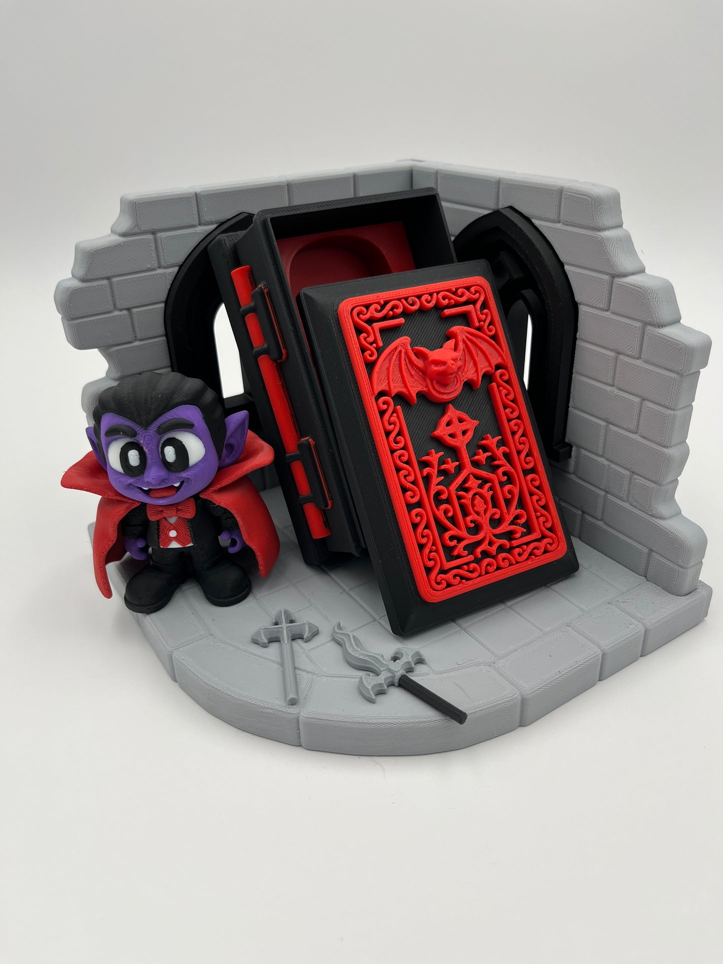 Cute Vampire Coffin Diorama – Castle Corner Display Set