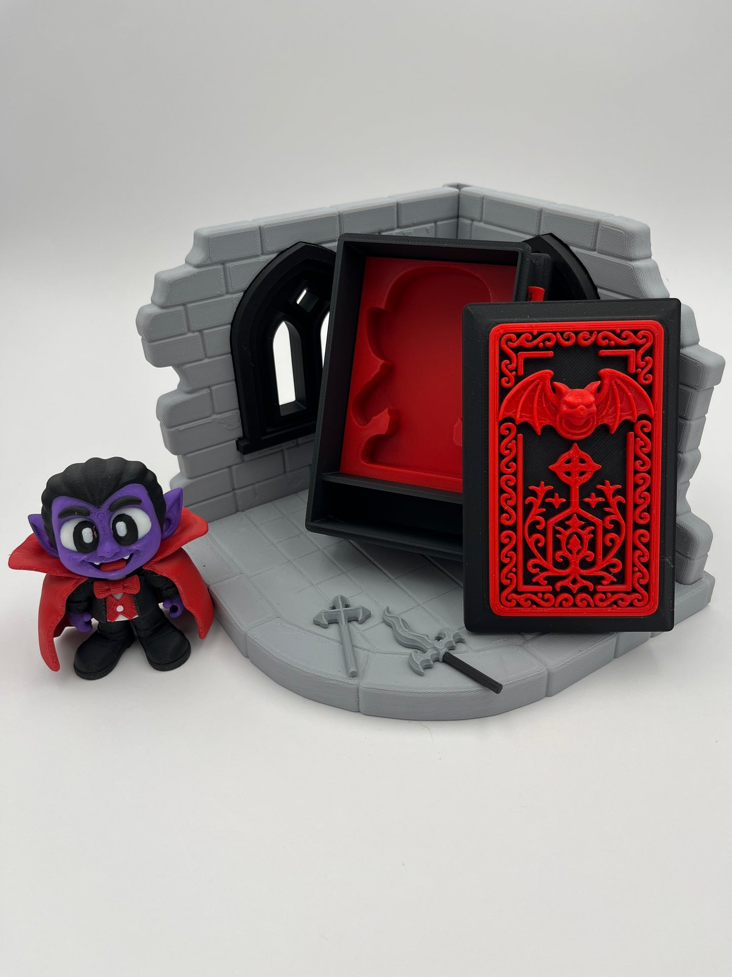 Cute Vampire Coffin Diorama – Castle Corner Display Set