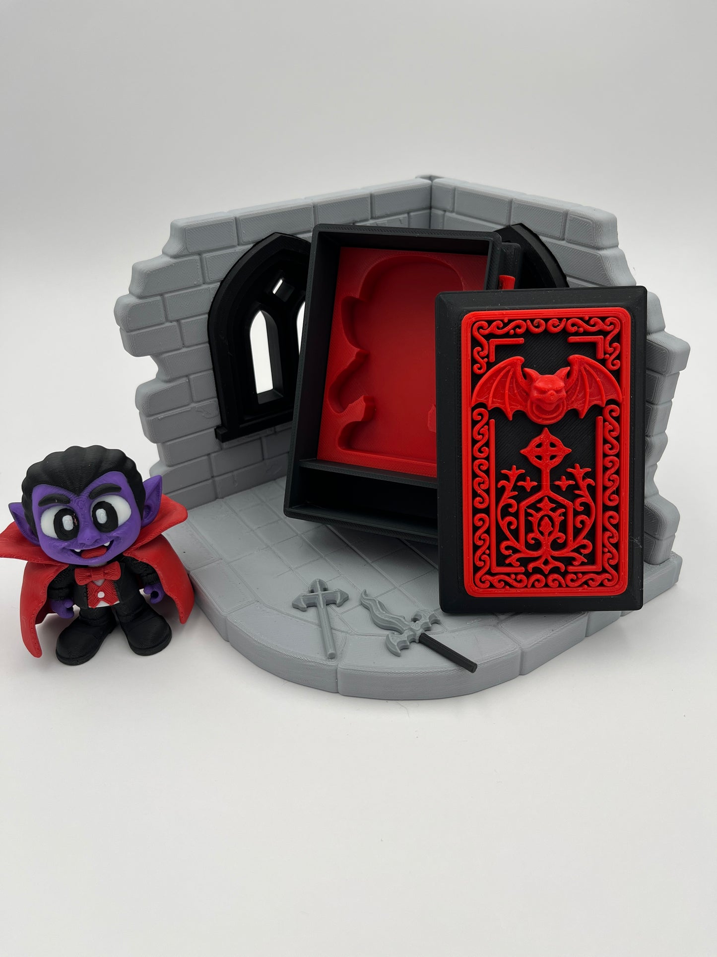 Cute Vampire Coffin Diorama – Castle Corner Display Set