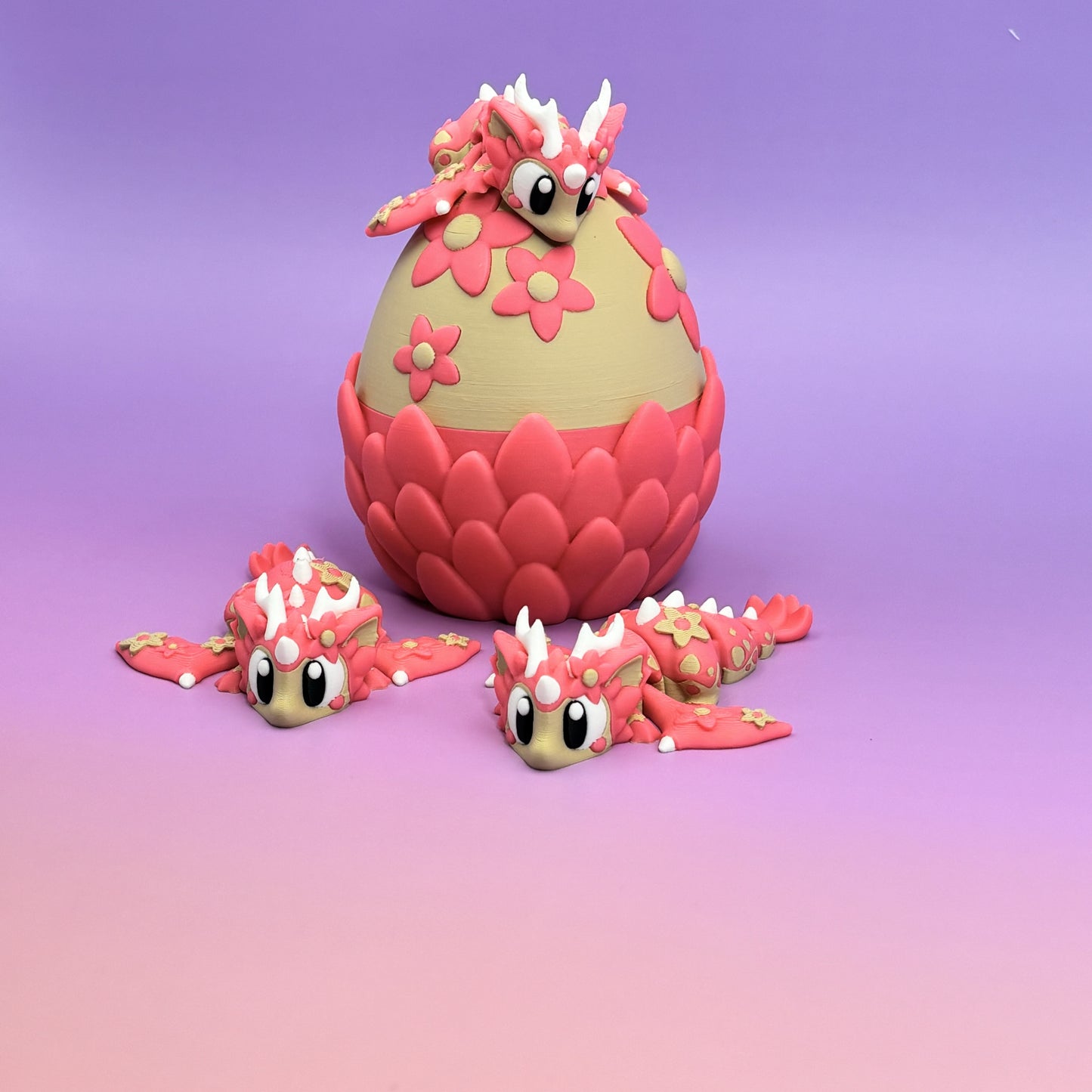 Spring Blossom Dragon Egg with Adorable Baby flexi Dragon – Fantasy Collectible