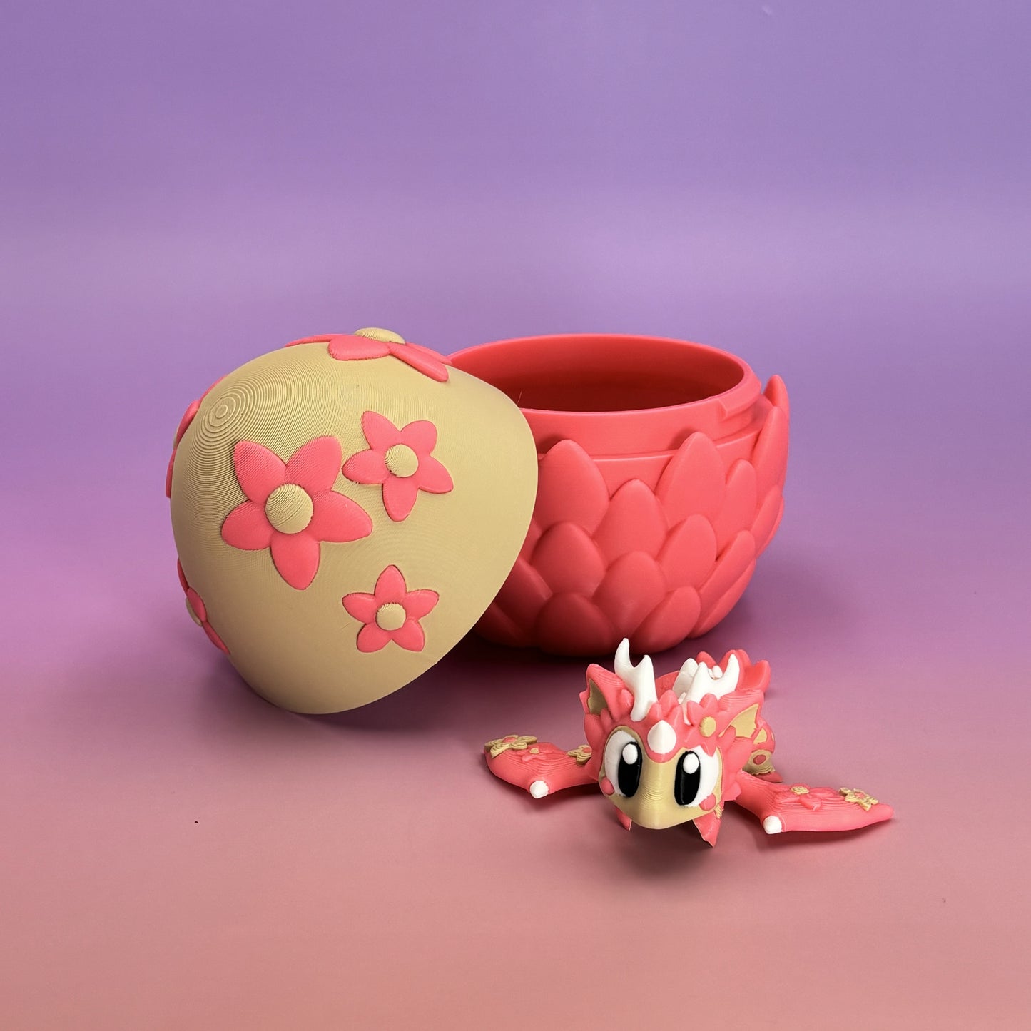 Spring Blossom Dragon Egg with Adorable Baby flexi Dragon – Fantasy Collectible