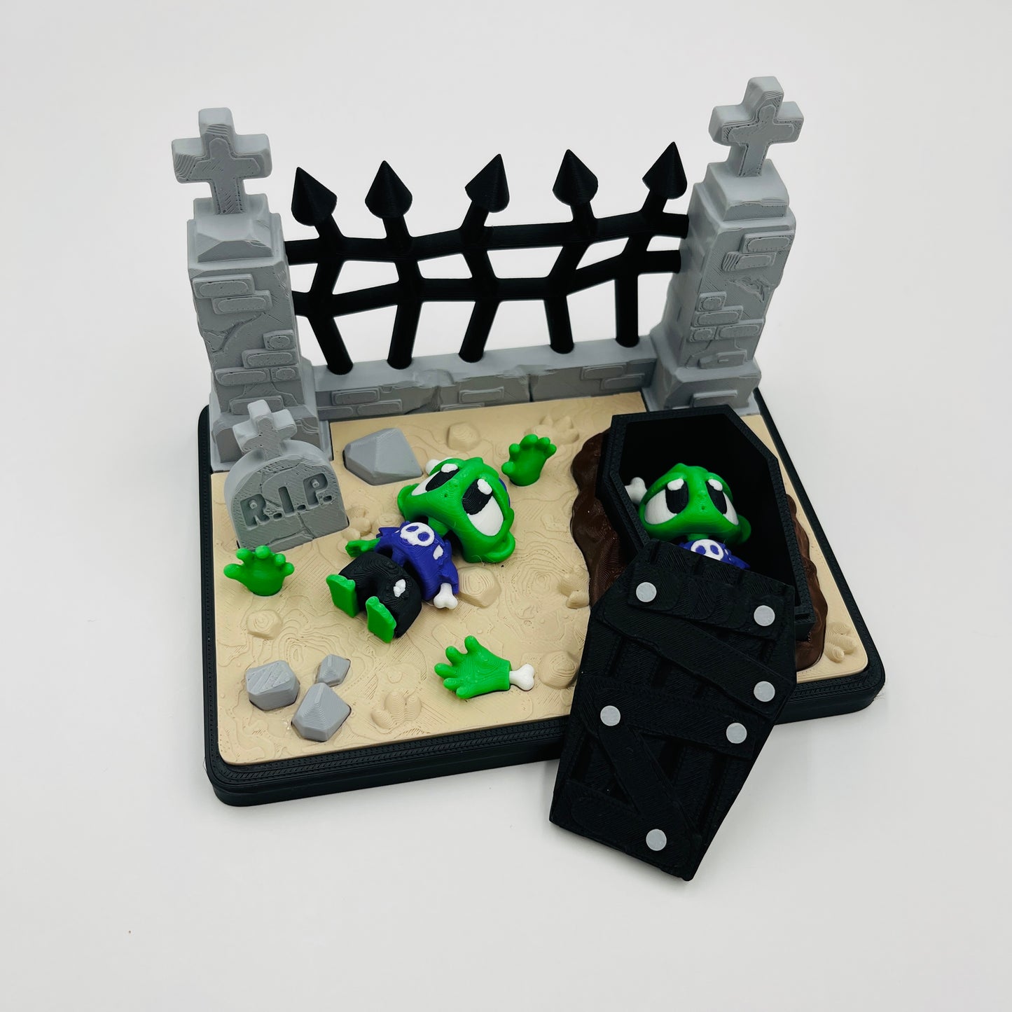 Zombie Graveyard Diorama with Coffin & Accessories – 3D_Flexi_Forge