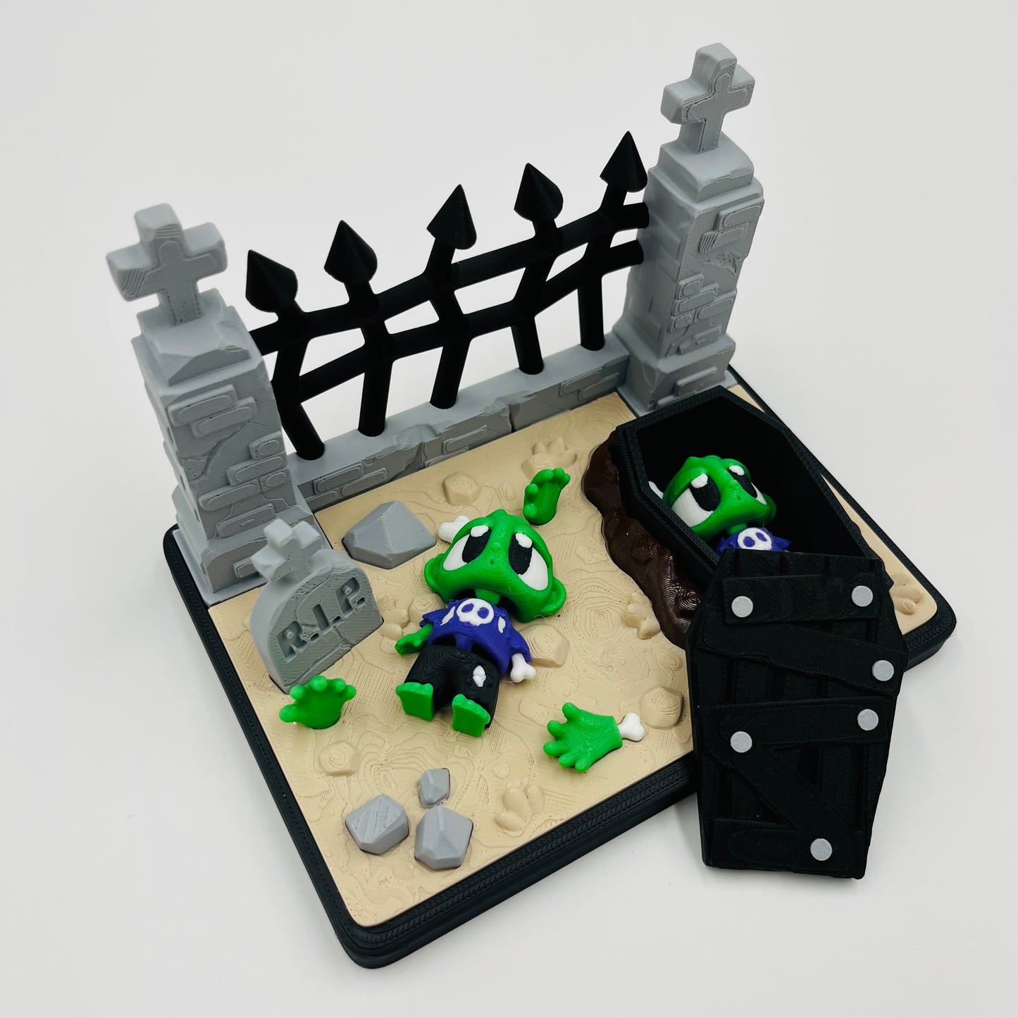 Zombie Graveyard Diorama with Coffin & Accessories – 3D_Flexi_Forge