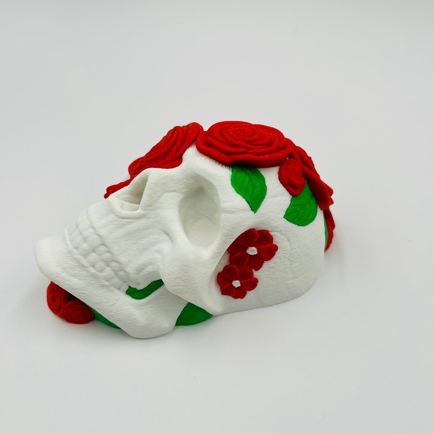 Rose-Embellished Skull – Wall Art or Table Display (Hardware Included)