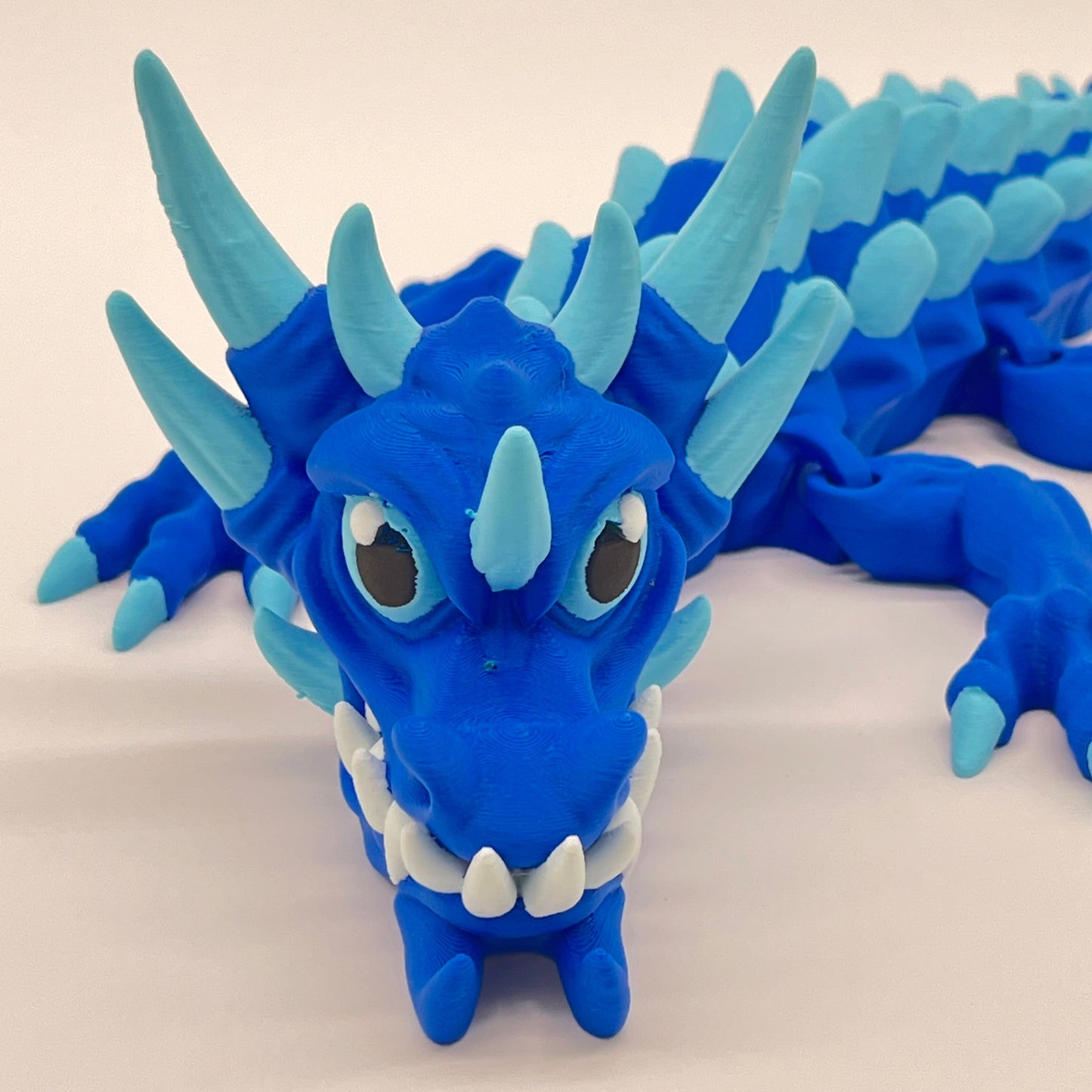 Venom-Drake Dragon (Blue & Ice-Blue) – Articulated Shelf Dragon