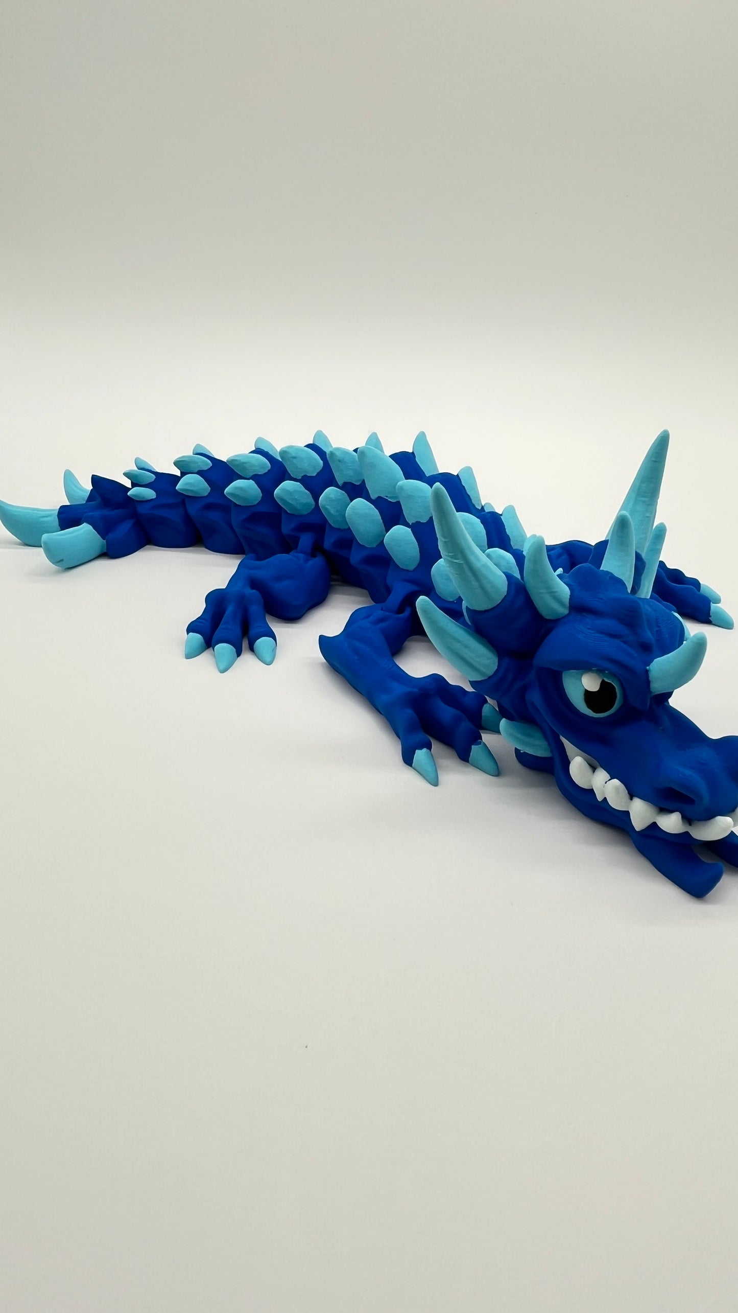 Venom-Drake Dragon (Blue & Ice-Blue) – Articulated Shelf Dragon