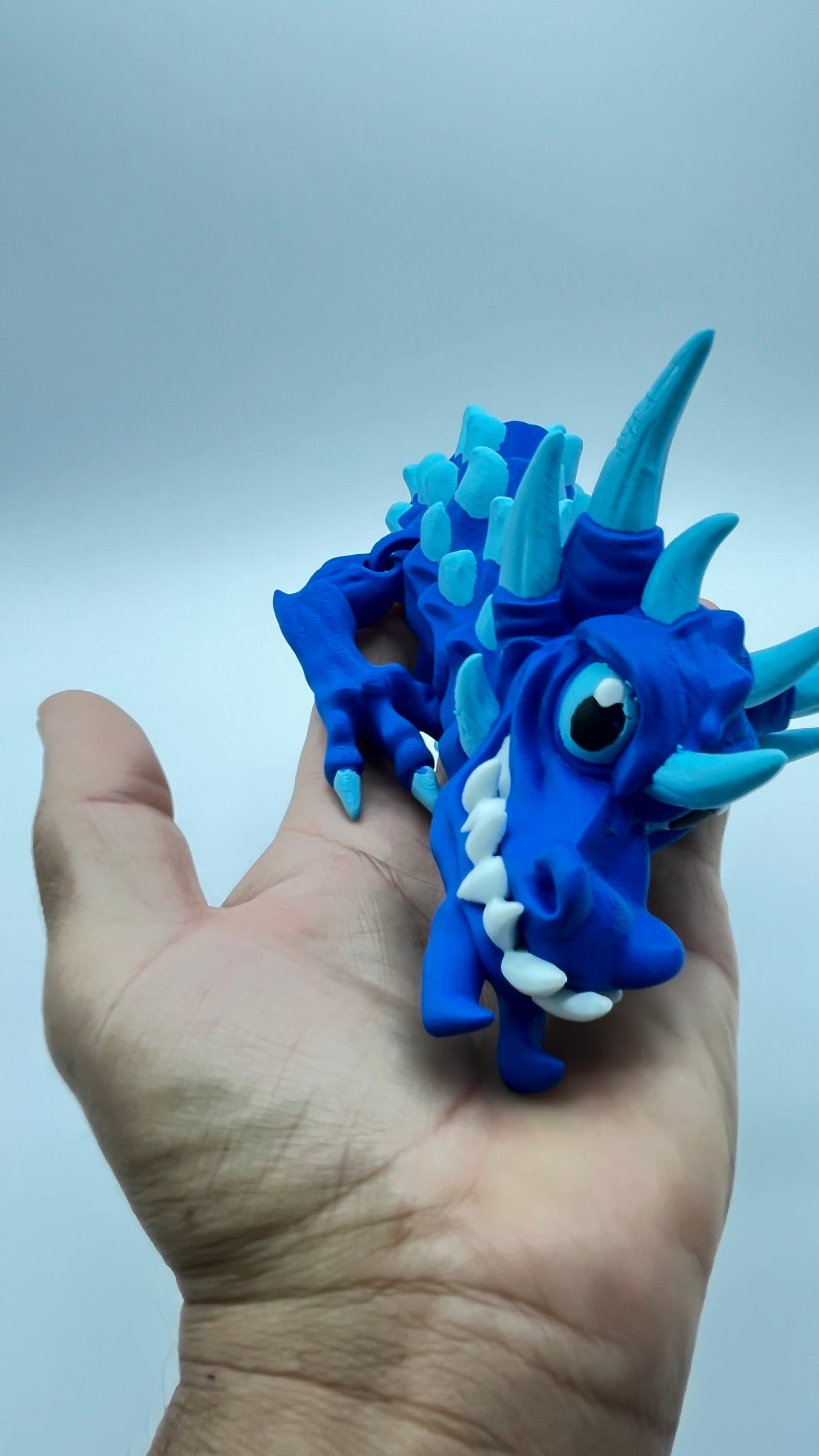 Venom-Drake Dragon (Blue & Ice-Blue) – Articulated Shelf Dragon