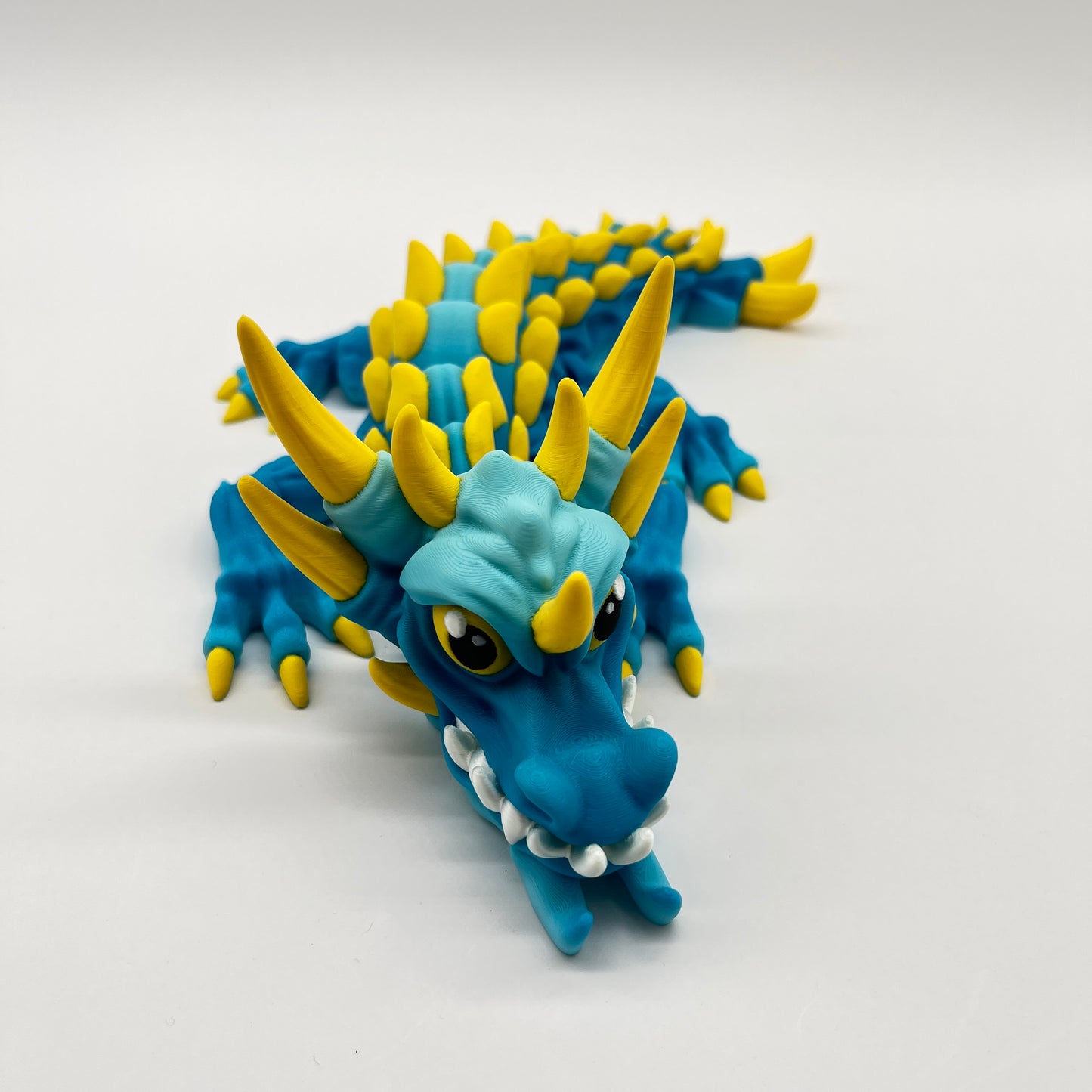 Venom-Drake Dragon (Teal Dual Color Ice Blue & Sun-Yellow) – Articulated Shelf Dragon
