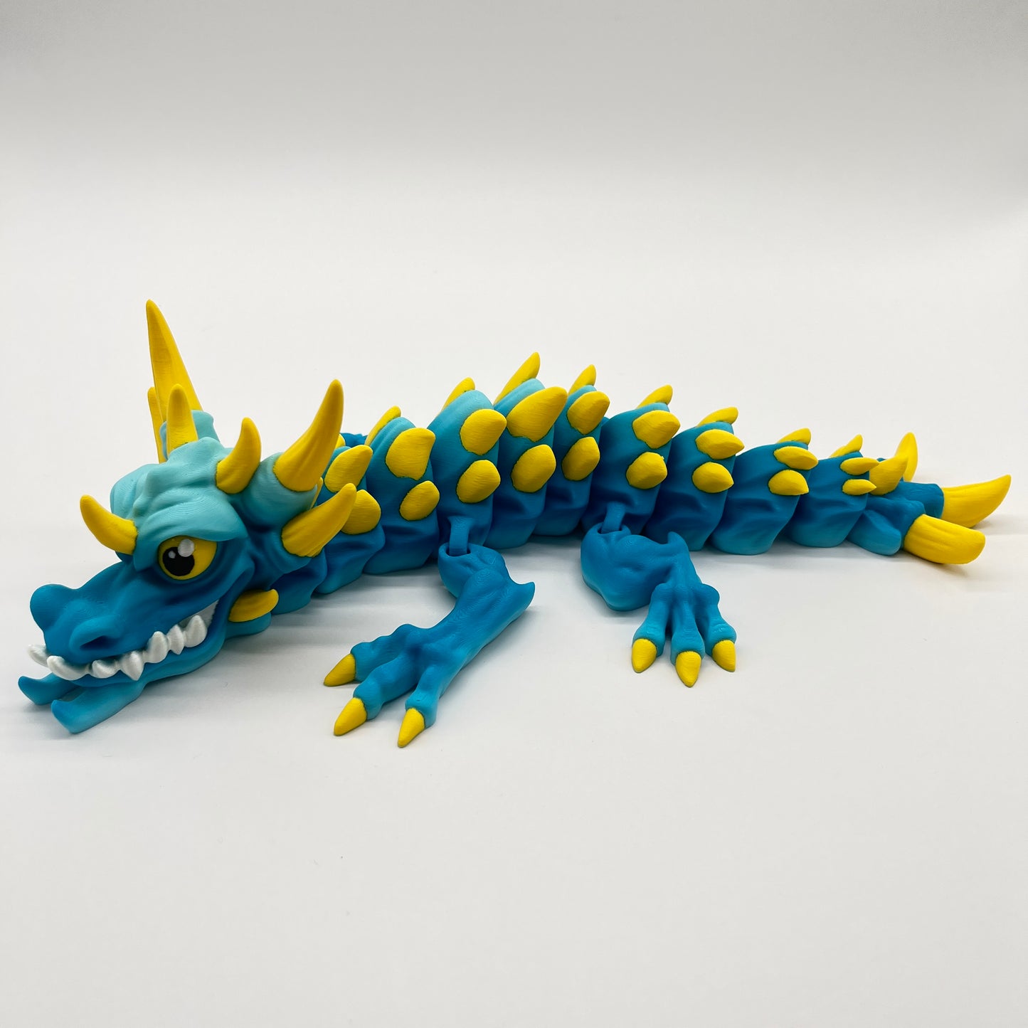 Venom-Drake Dragon (Teal Dual Color Ice Blue & Sun-Yellow) – Articulated Shelf Dragon