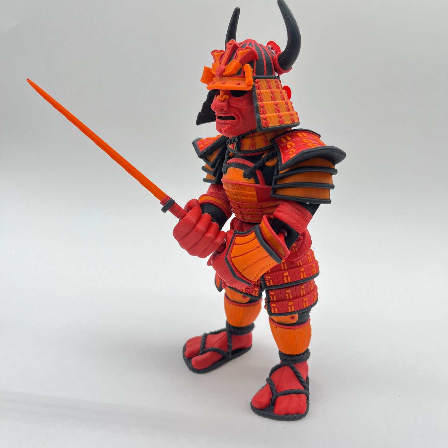 Samurai Warrior Figurine — Horned Kabuto & Katana, Ember Palette (7.5")
