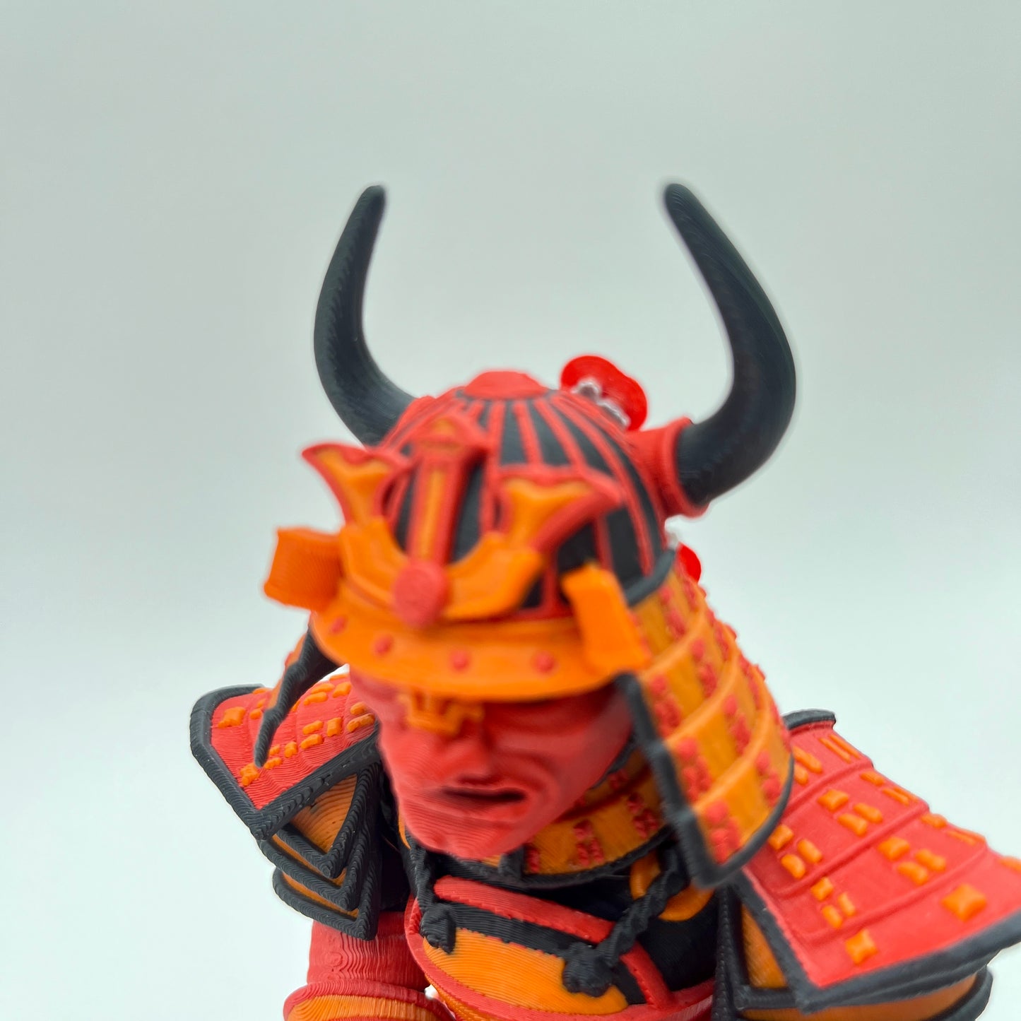Samurai Warrior Figurine — Horned Kabuto & Katana, Ember Palette (7.5")