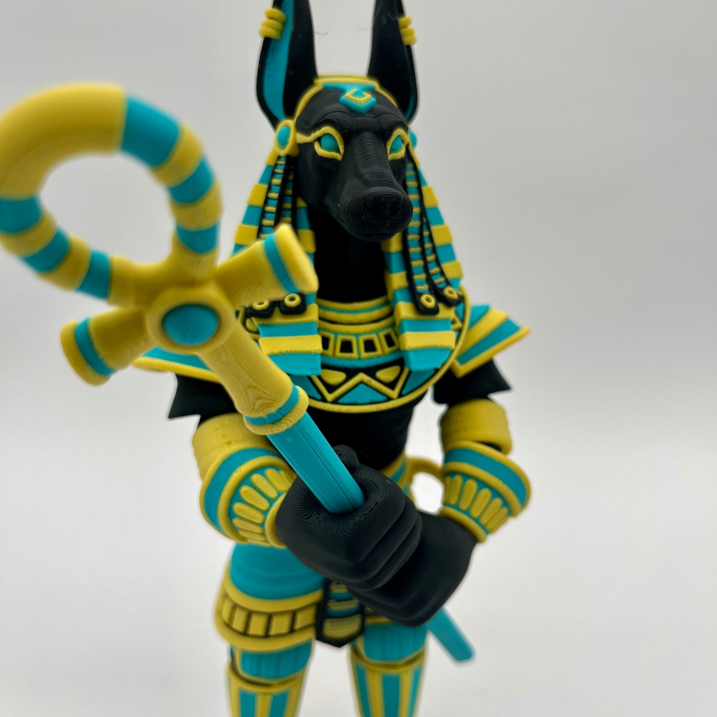 Anubis – Guardian Warrior Figurine (Black, Yellow & Teal)