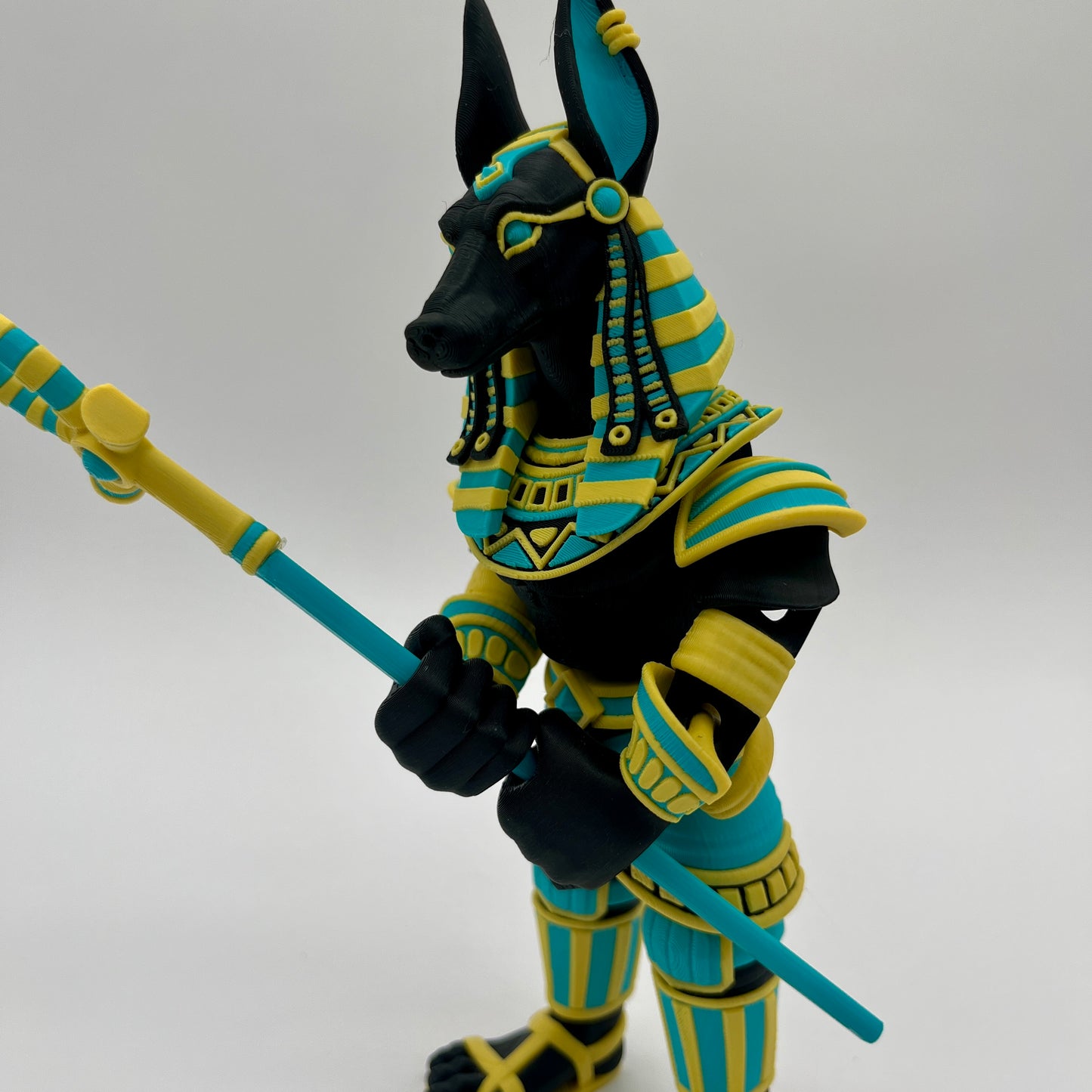 Anubis – Guardian Warrior Figurine (Black, Yellow & Teal)