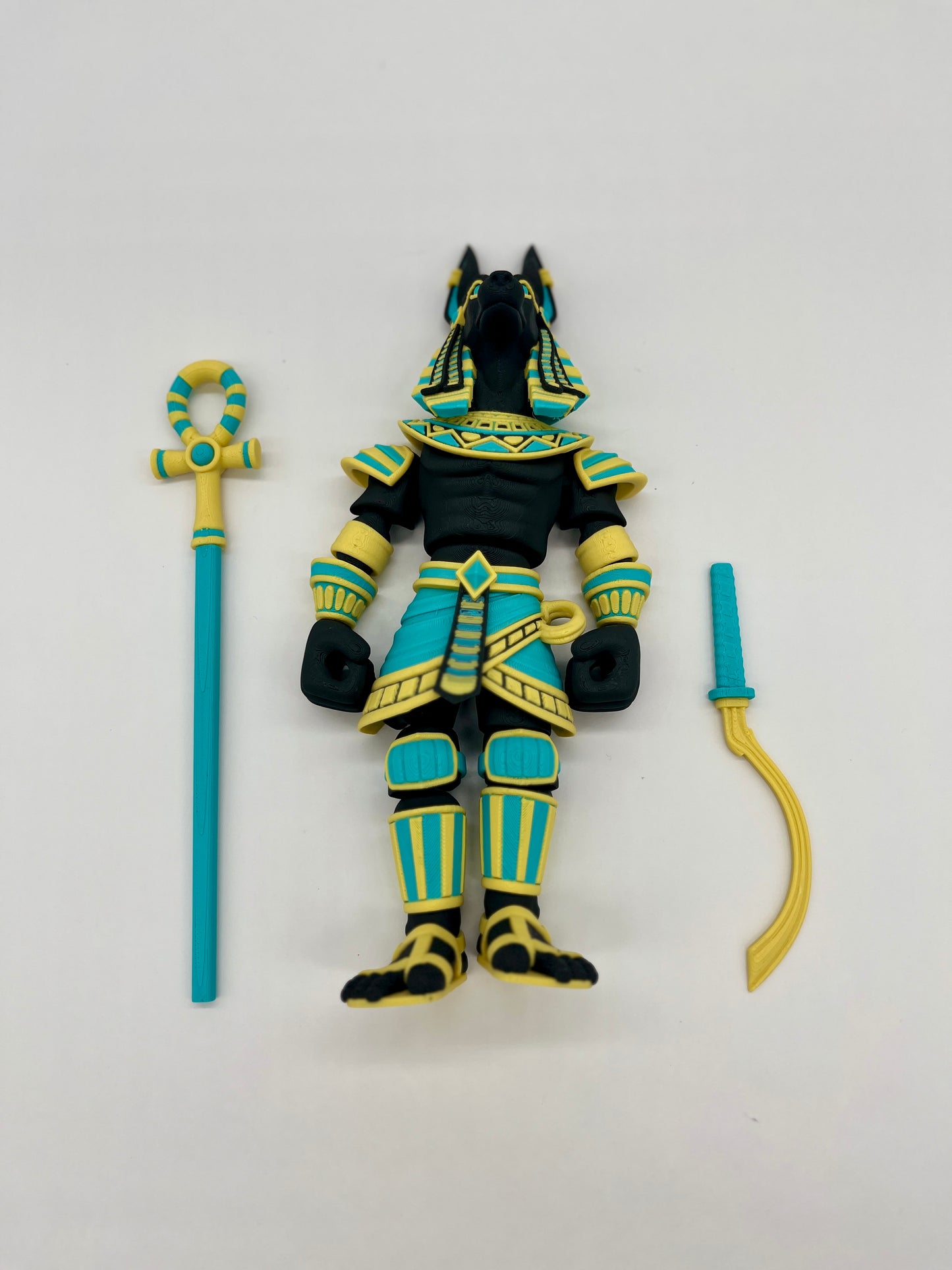Anubis – Guardian Warrior Figurine (Black, Yellow & Teal)