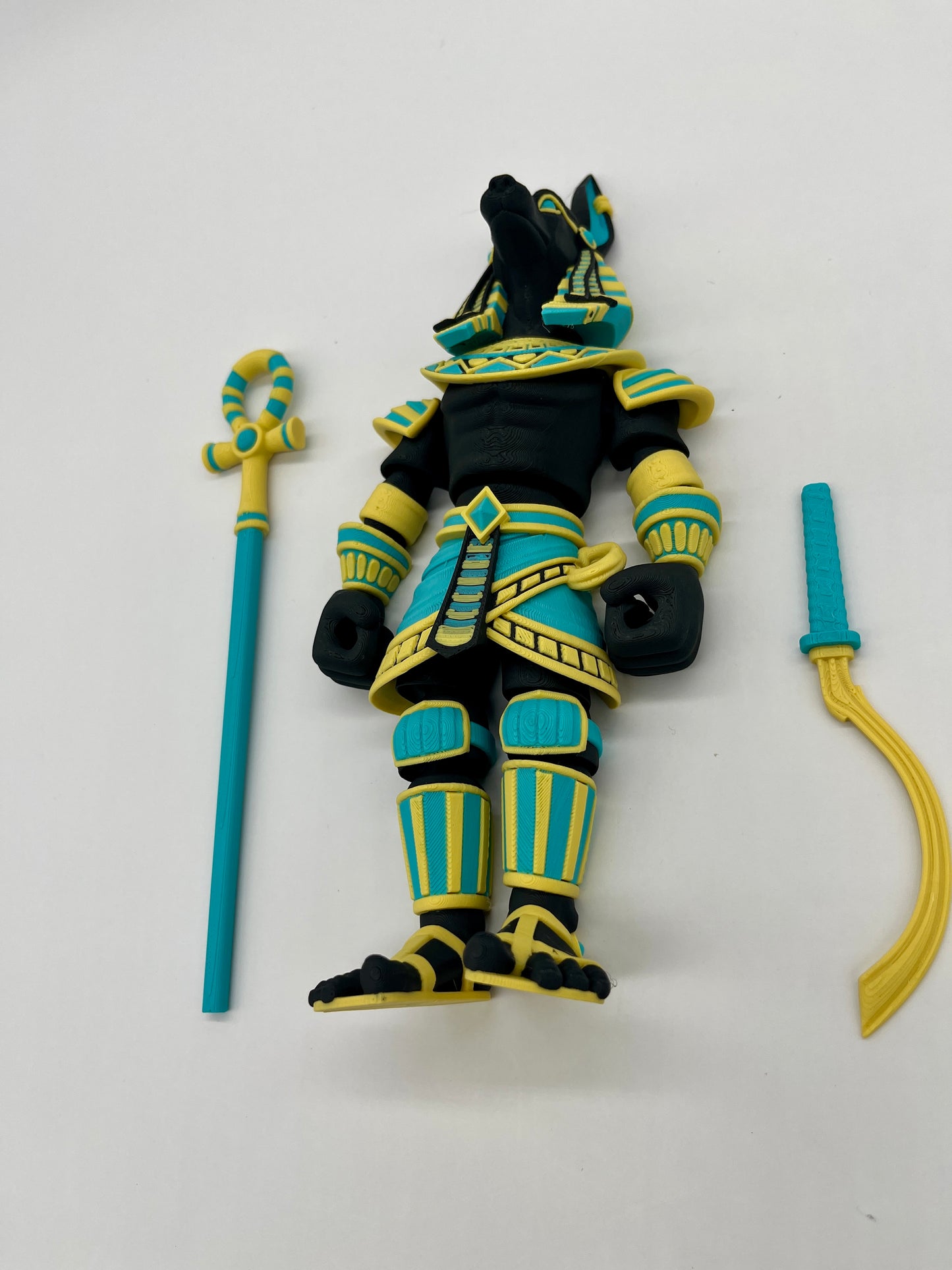 Anubis – Guardian Warrior Figurine (Black, Yellow & Teal)