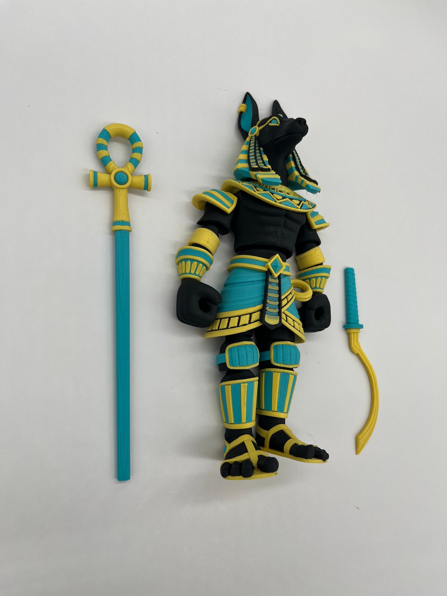 Anubis – Guardian Warrior Figurine (Black, Yellow & Teal)