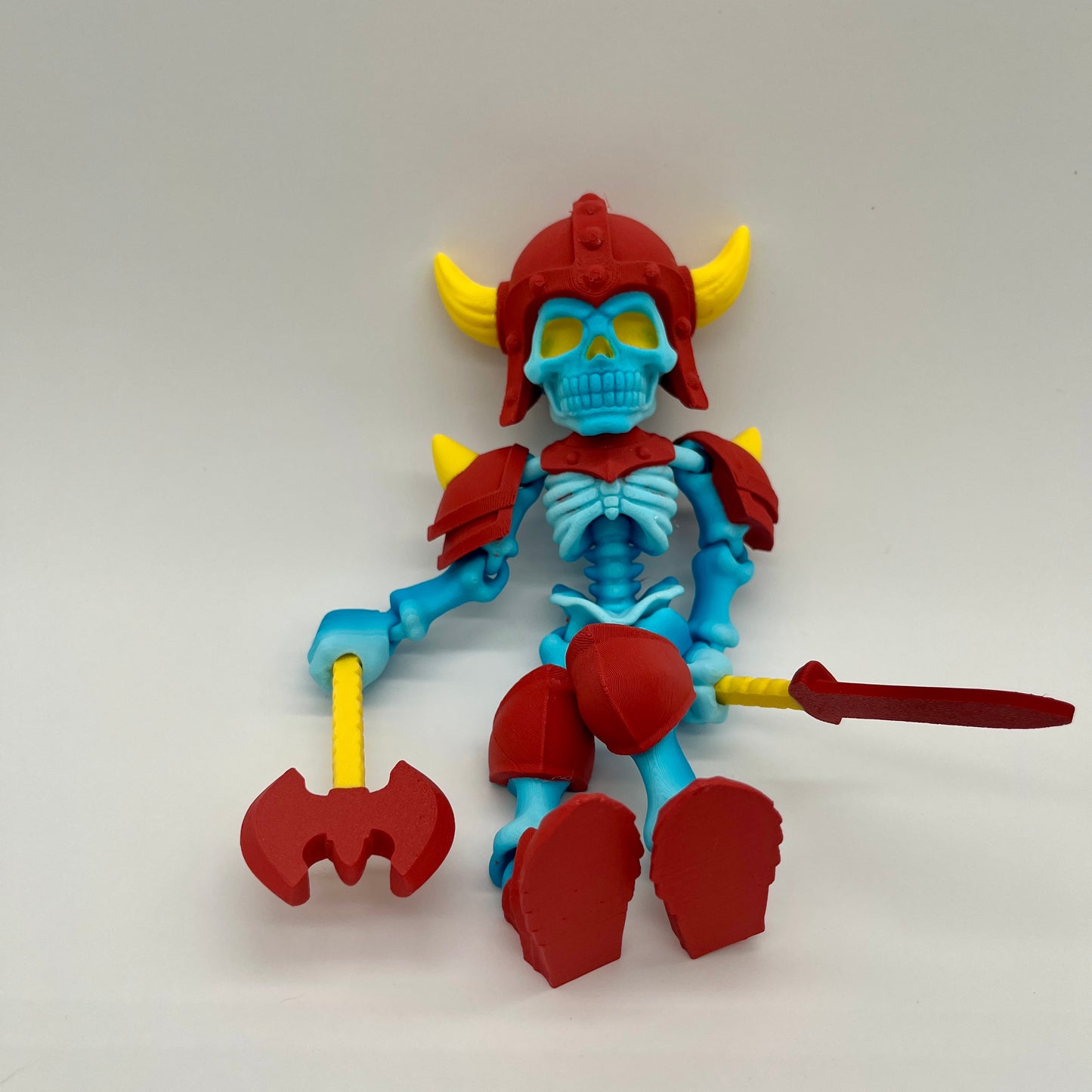 Skeleton Knight – Flexi Pose Figure with Sword & Axe Blue ,Skeleteton