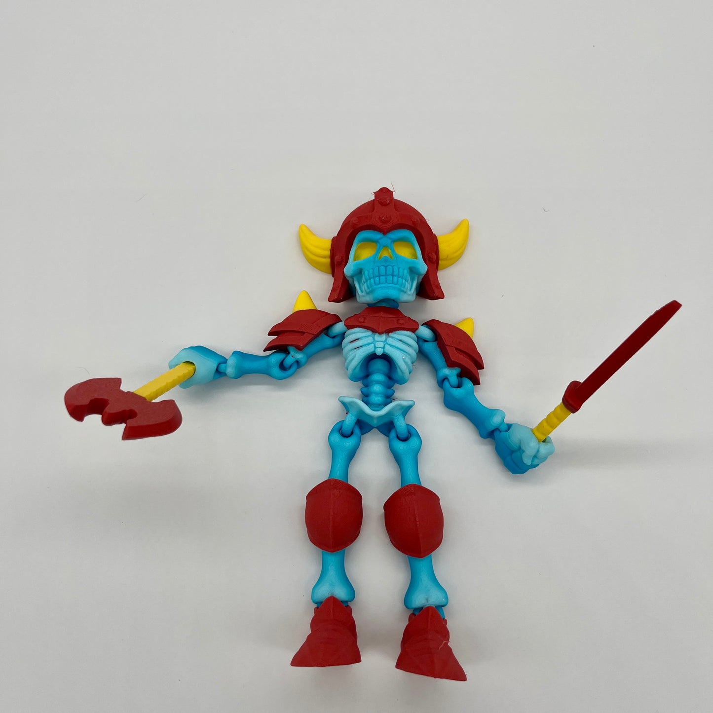 Skeleton Knight – Flexi Pose Figure with Sword & Axe Blue ,Skeleteton