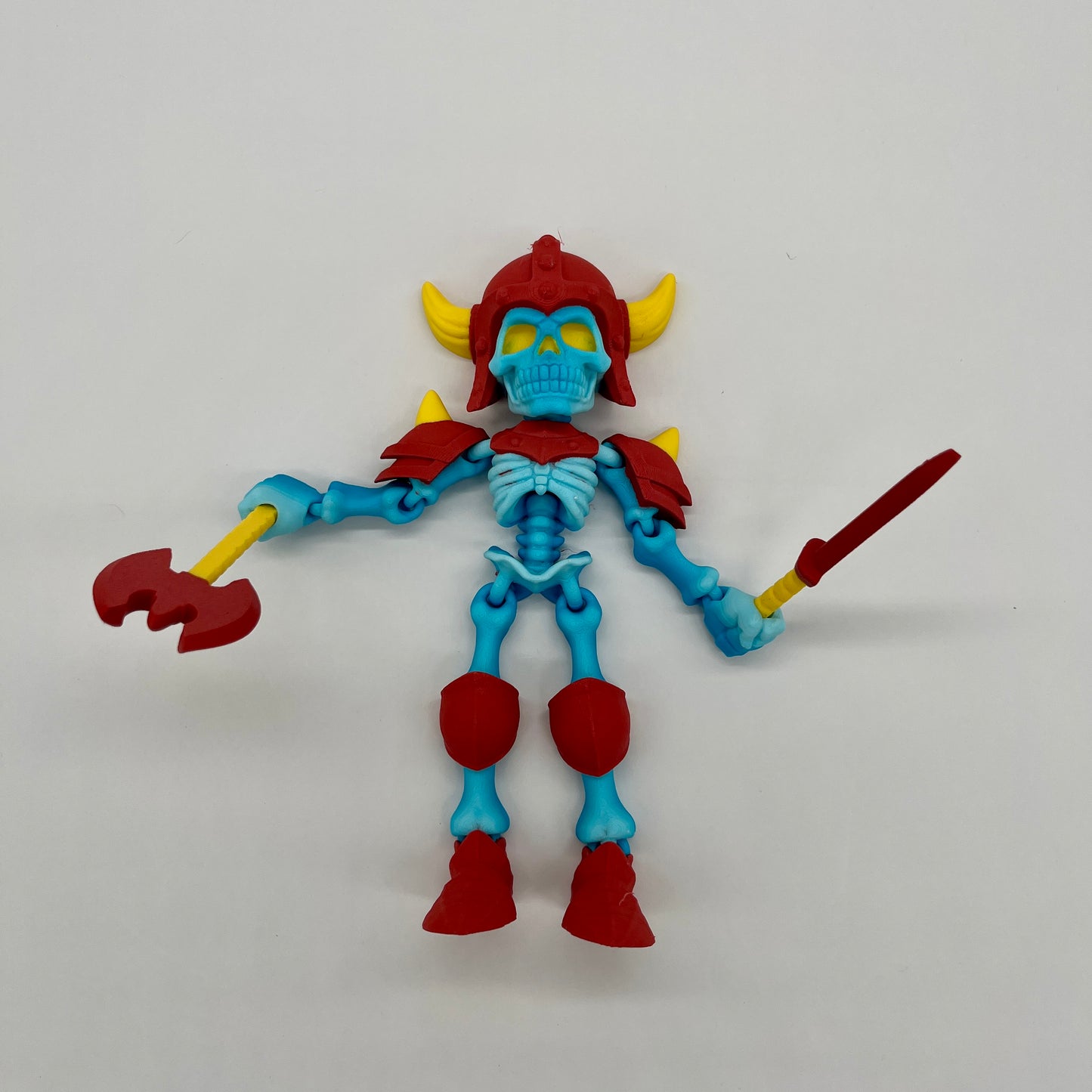 Skeleton Knight – Flexi Pose Figure with Sword & Axe Blue ,Skeleteton