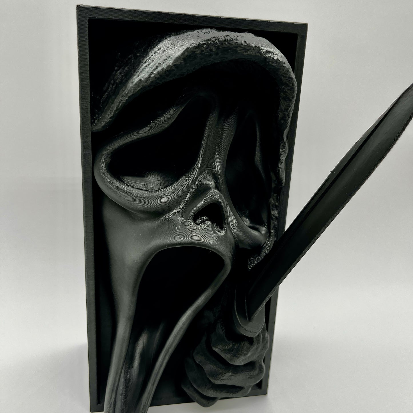 Ghost Face Book Nook — Matte Black Horror Shelf Insert