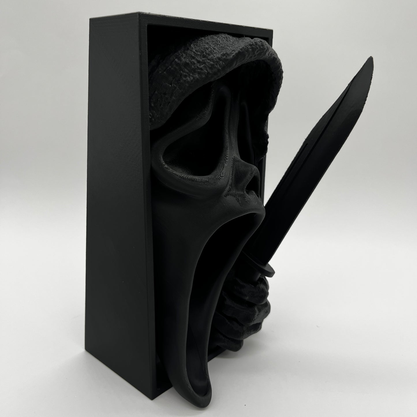 Ghost Face Book Nook — Matte Black Horror Shelf Insert