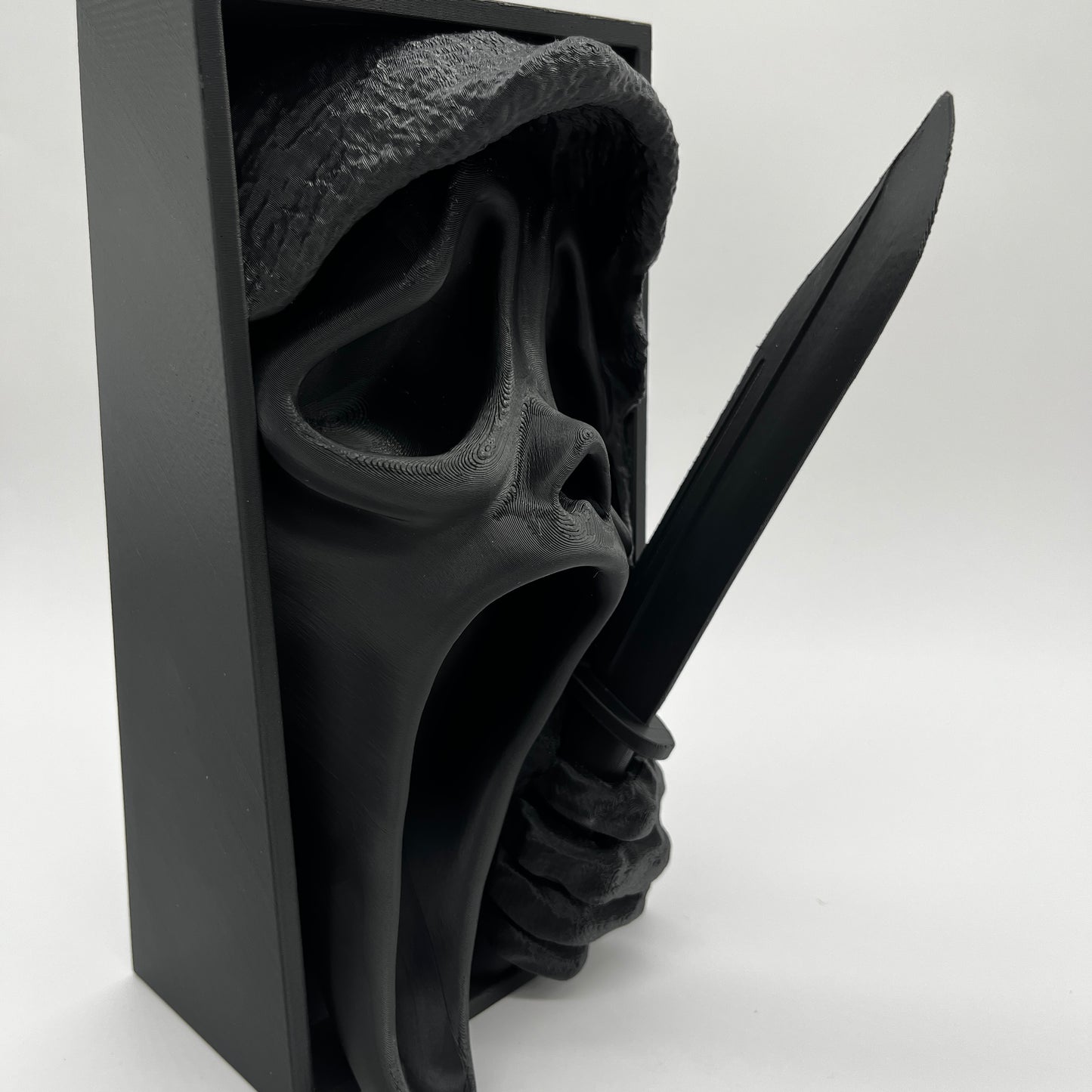 Ghost Face Book Nook — Matte Black Horror Shelf Insert