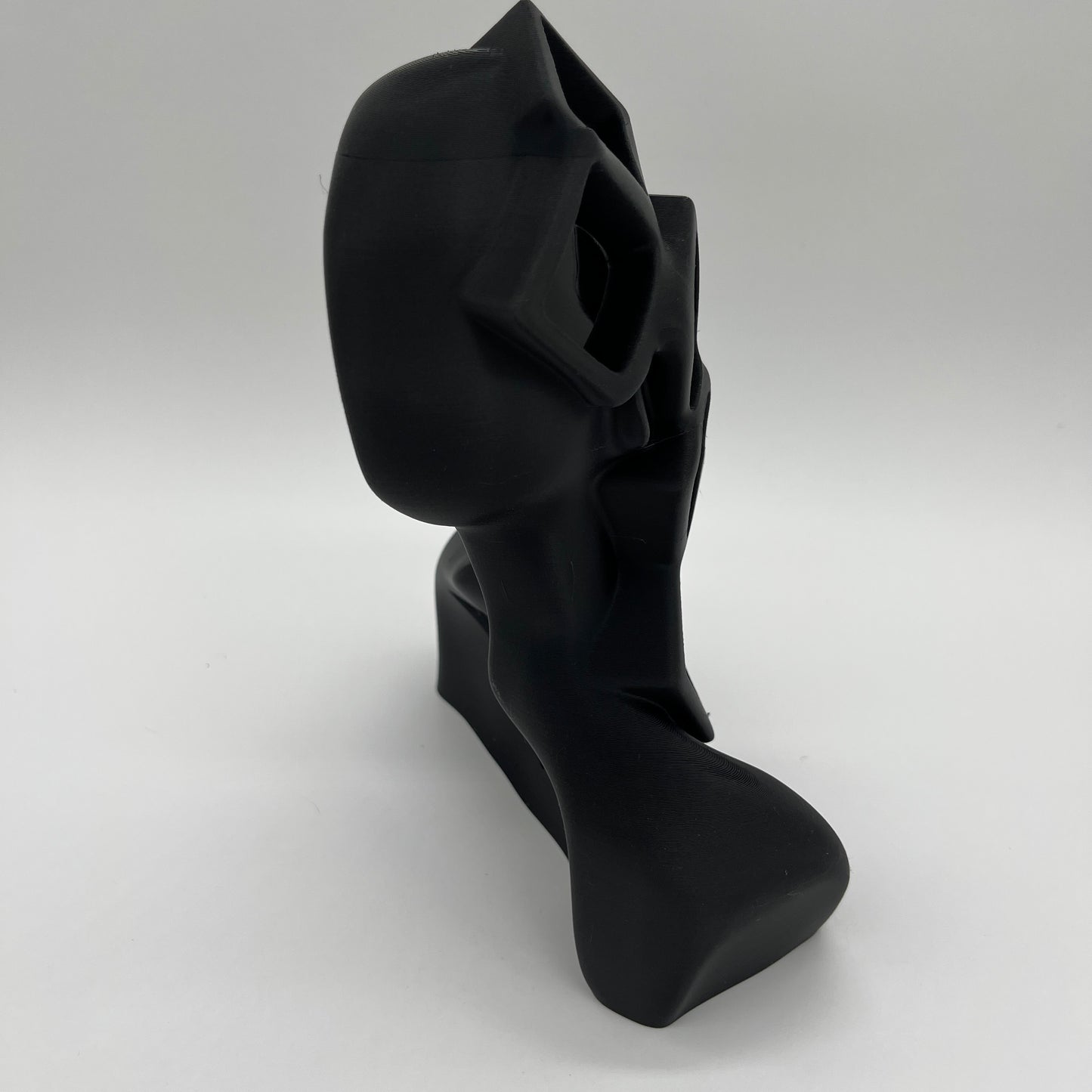 Cube-in-Girl Statue — Matte Charcoal Black