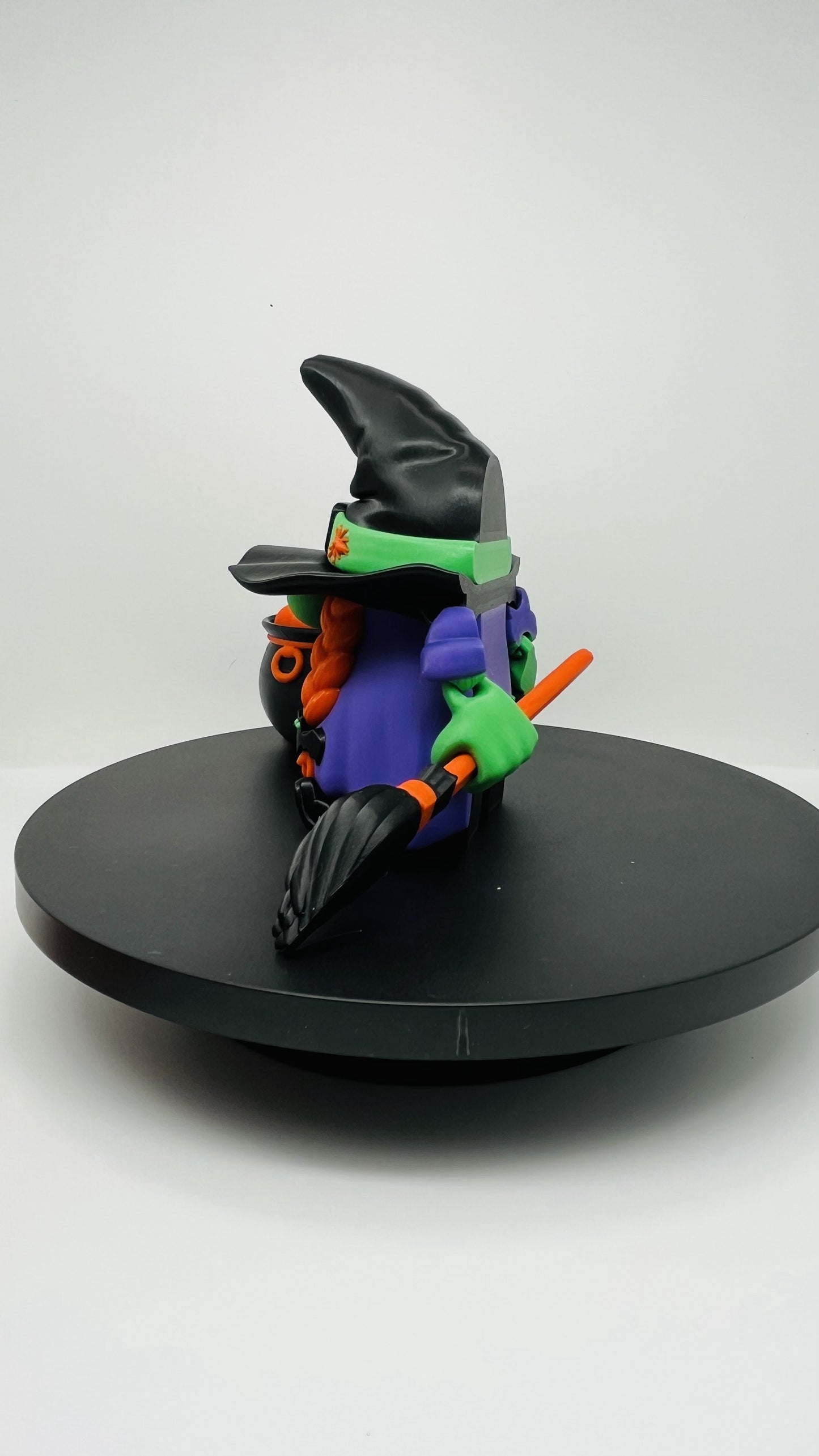 Witch Figurine with Cauldron, Spoon & Broom – Fan Art Collectible