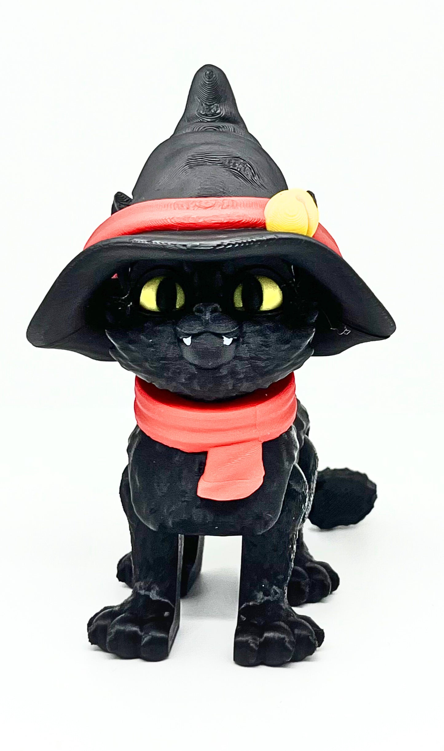 Black Cat Figurine with Witch Hat | Flexible Halloween Décor Collectible