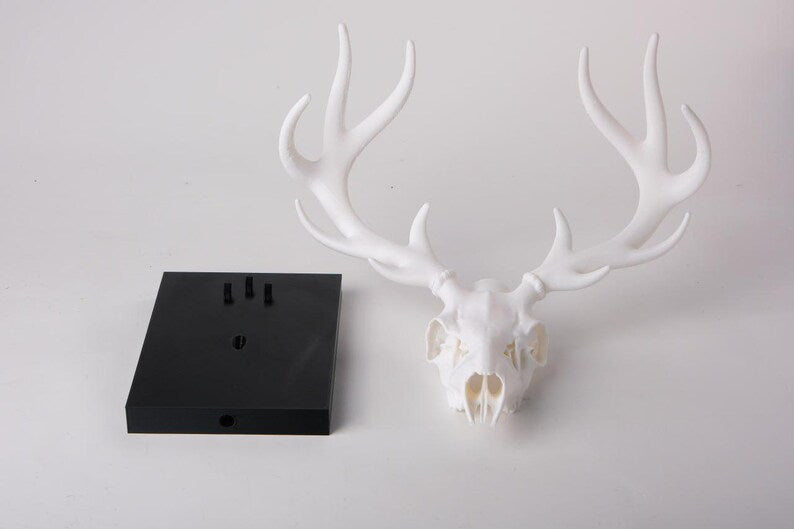 Deer Skull Wall Lamp – Gothic Antler Sconce, Dark Woodland Decor, Handcrafted Sculptural Lighting