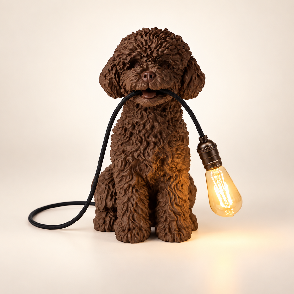 Brown Poodle Table Lamp – Dog Lover Desk Lamp, Cute Pet Décor