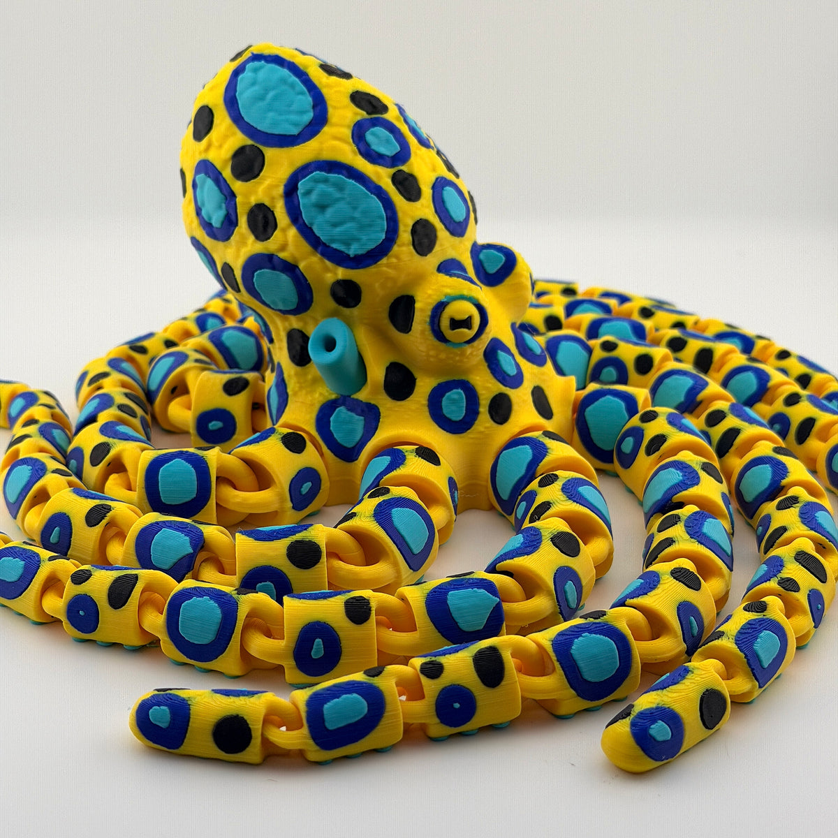 Neon Tide Articulated Octopus Decor – Colorful Poseable Oceanic Accent by 3BC Creations