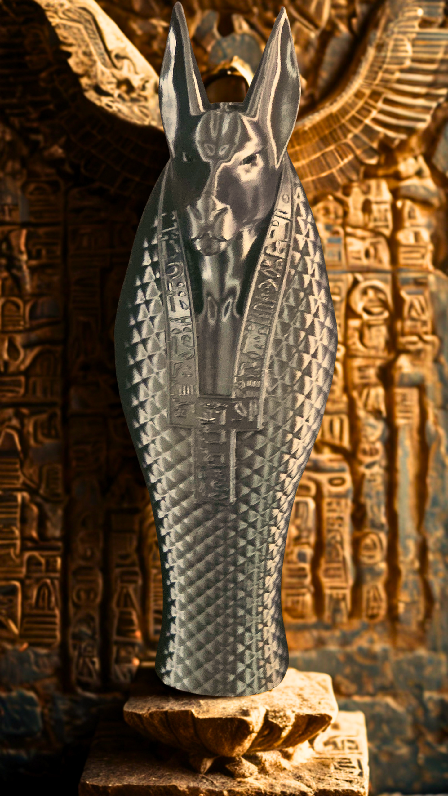 Anubis Sculpture • 3D-Printed Ancient Egypt Decor • Matte Black Symbolic Statue for Mystic Home Styling