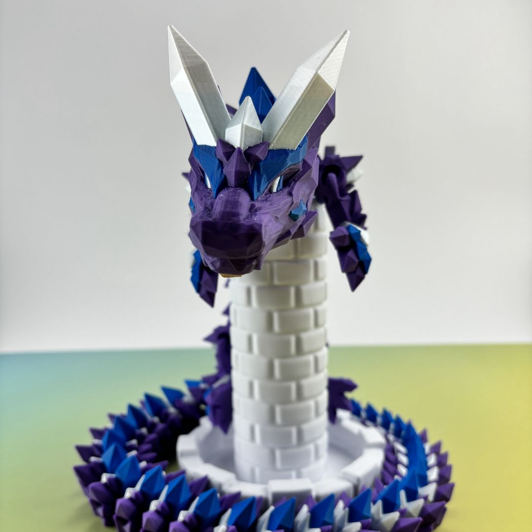 Crystal Dragon 34” Articulating Joints - Flexible Wings Fidget Toy - Collectible Figurine - ADHD, Autism, Stress and Anxiety Relief