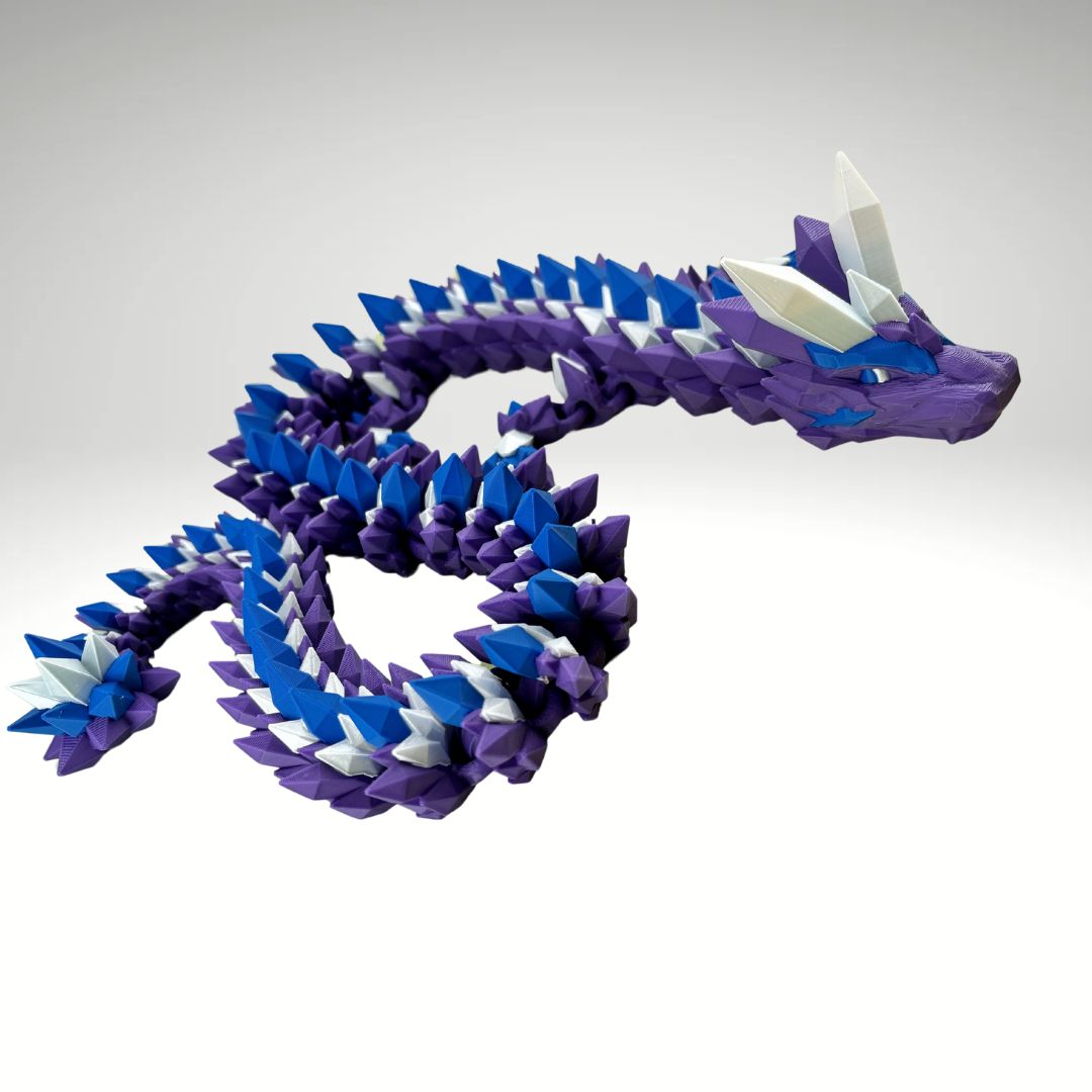 Crystal Dragon 34” Articulating Joints - Flexible Wings Fidget Toy - Collectible Figurine - ADHD, Autism, Stress and Anxiety Relief