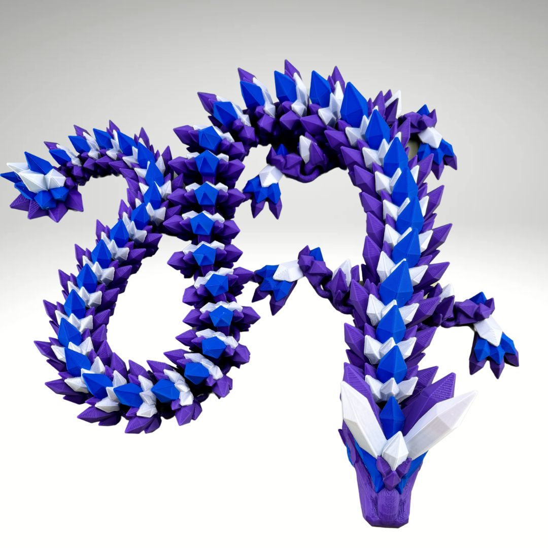 Crystal Dragon 34” Articulating Joints - Flexible Wings Fidget Toy - Collectible Figurine - ADHD, Autism, Stress and Anxiety Relief